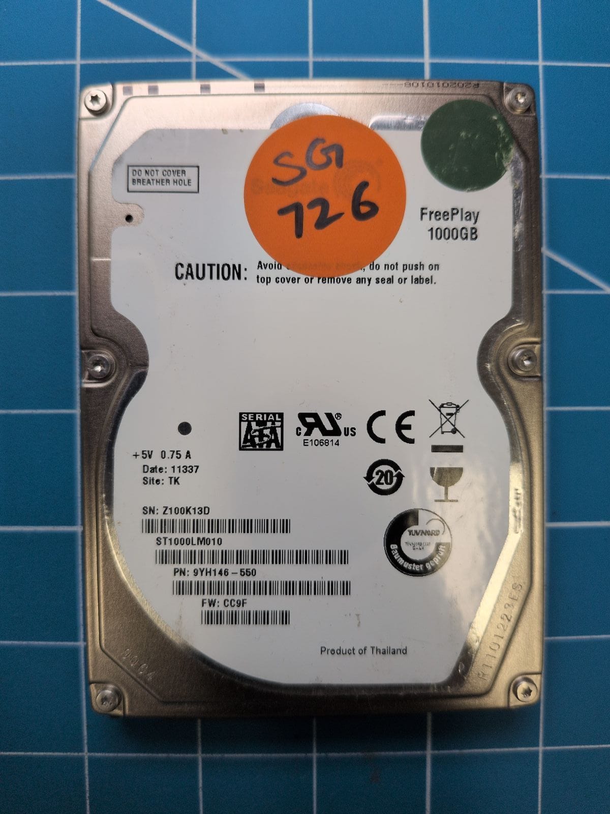 SG726 drive label (front)