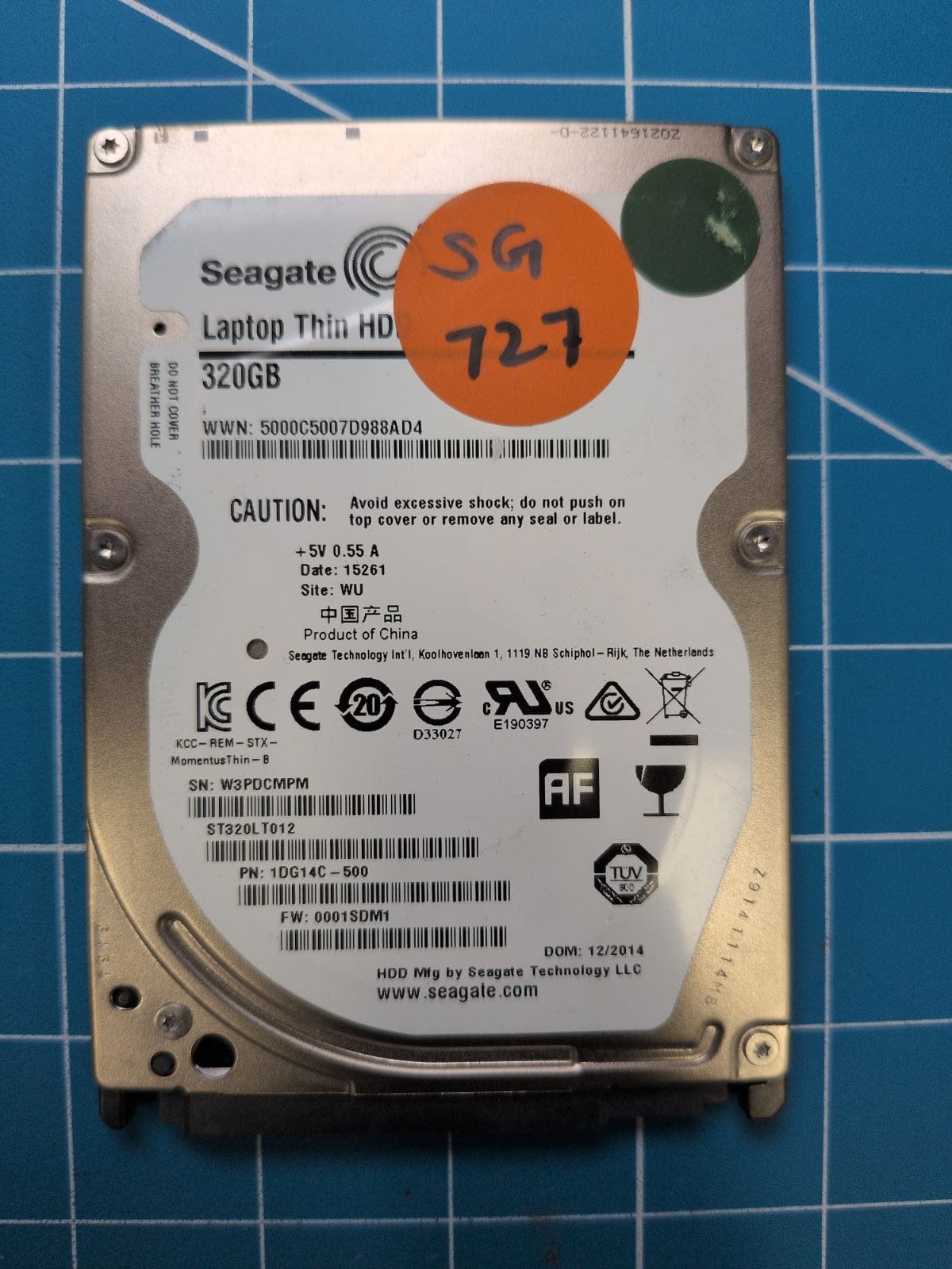 SG727 drive label (front)