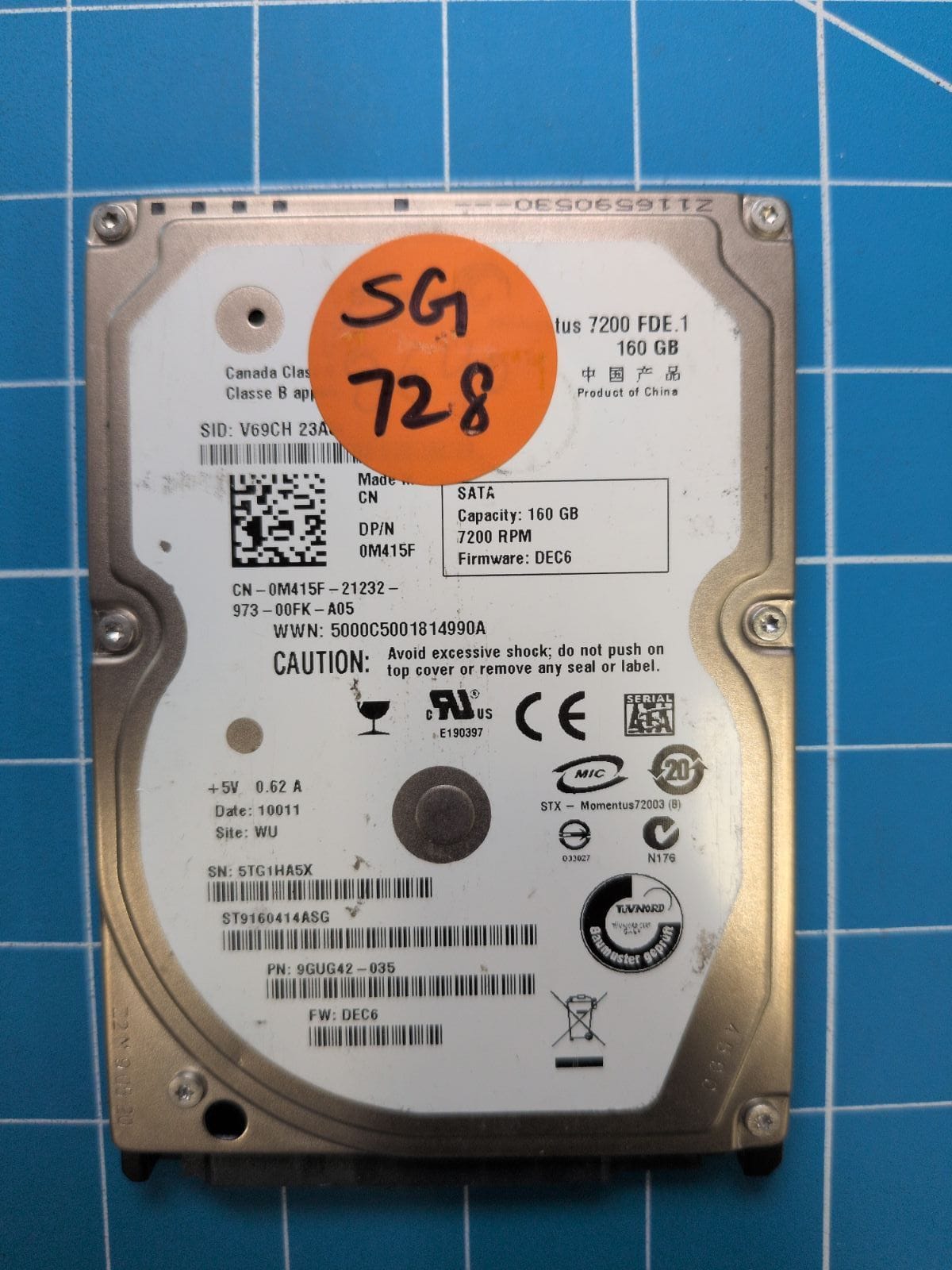SG728 drive label (front)