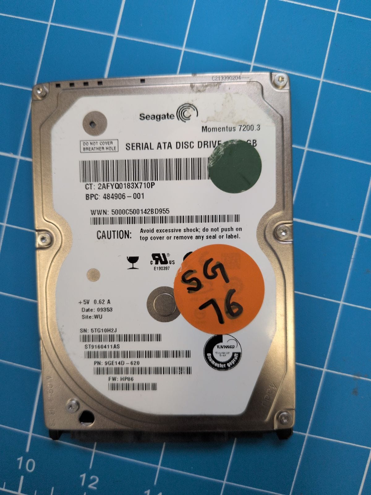 SG76 drive label (front)