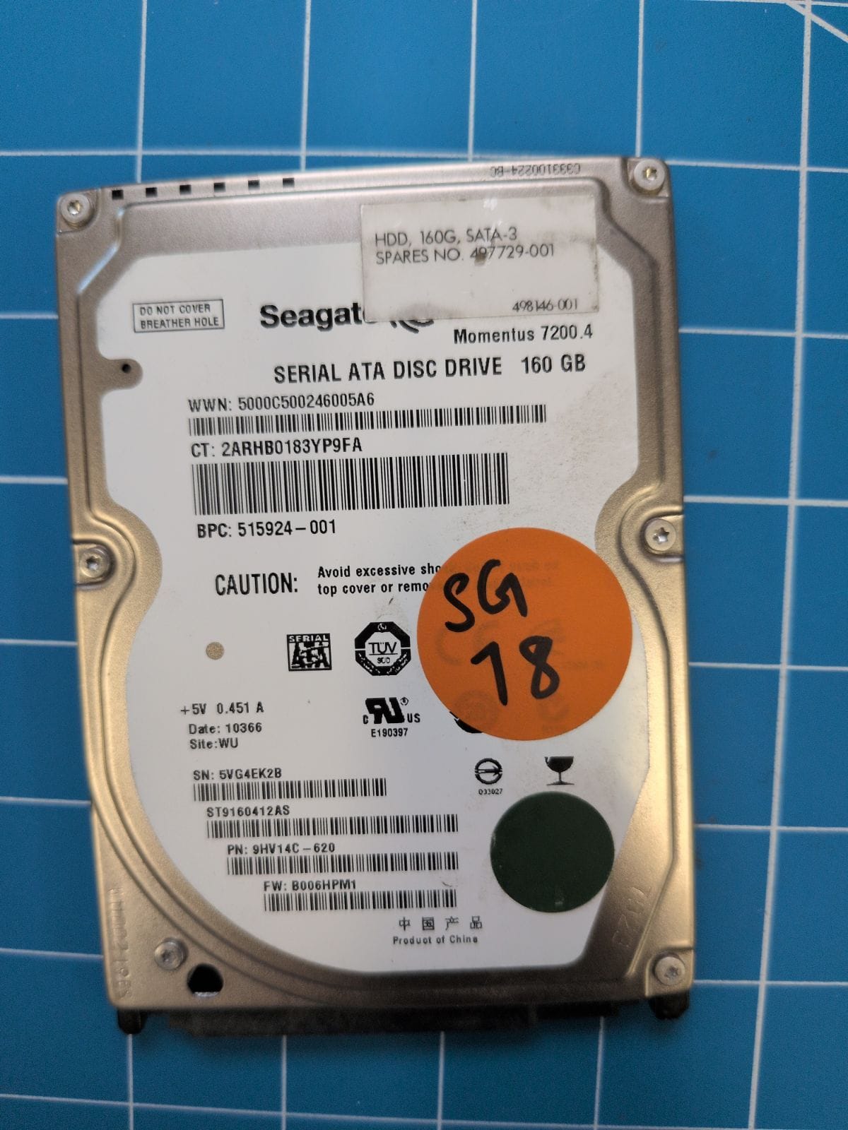 SG78 drive label (front)
