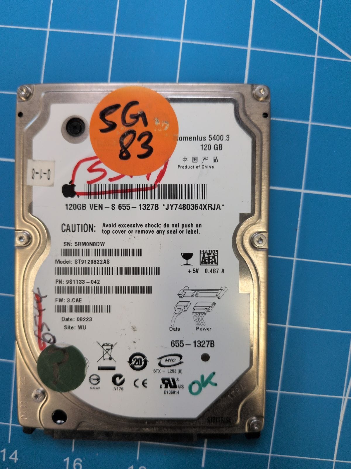 SG83 drive label (front)