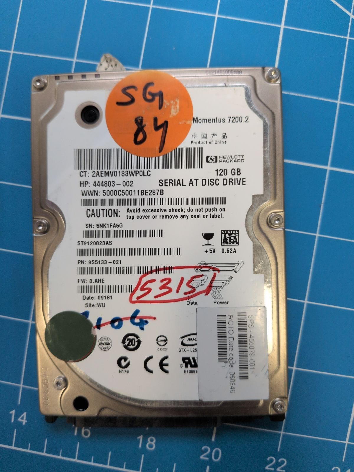 SG84 drive label (front)