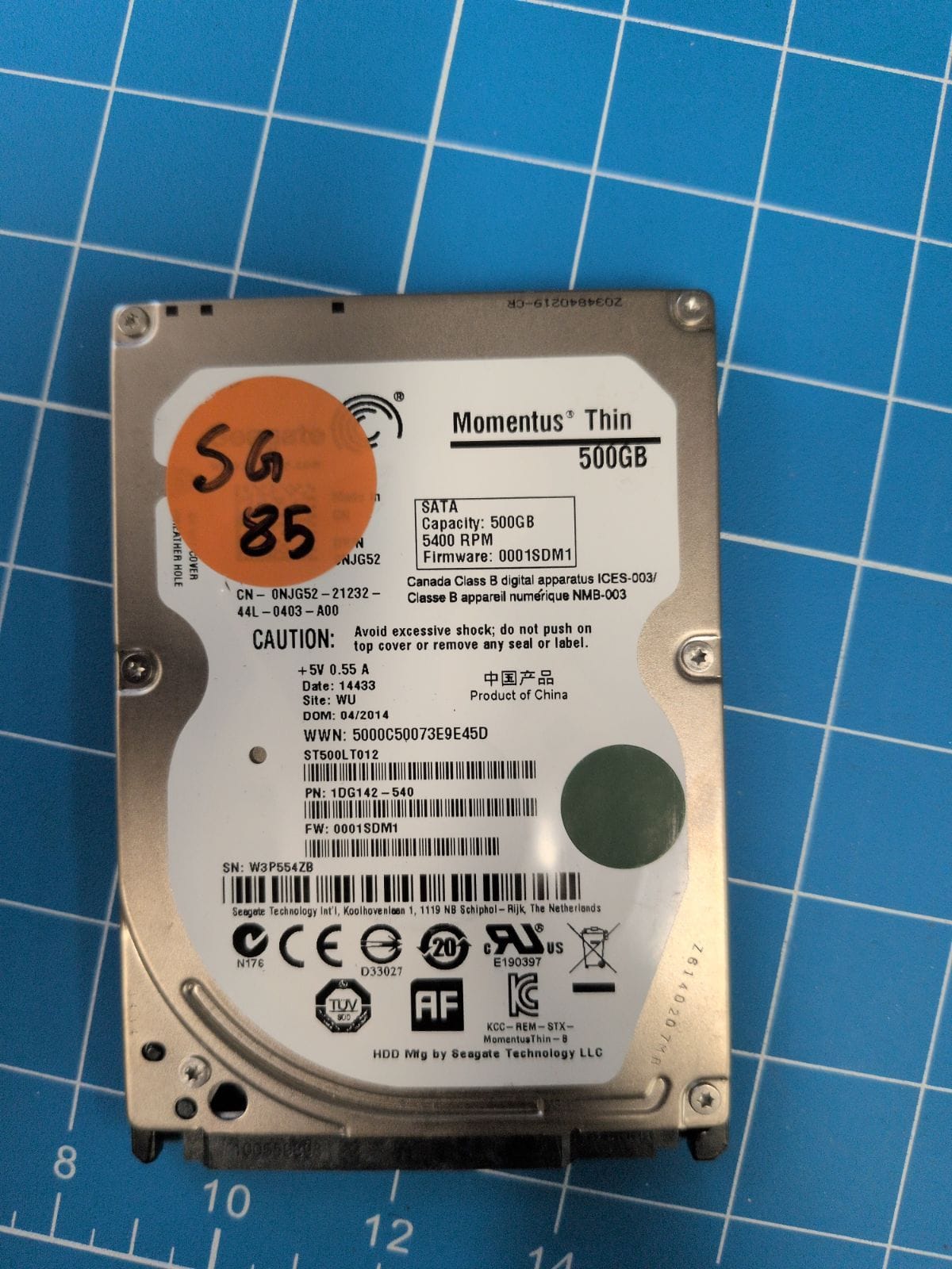 SG85 drive label (front)