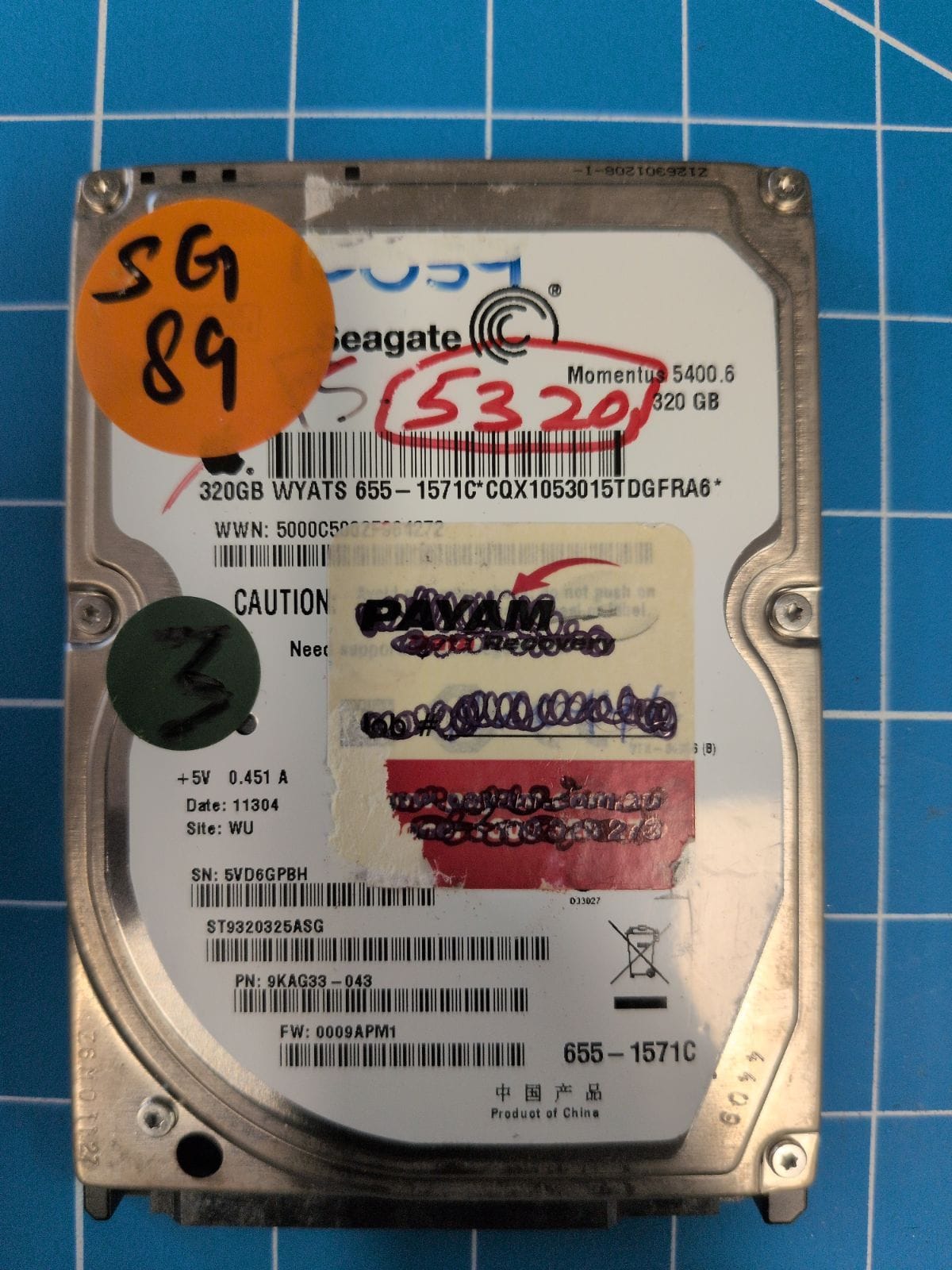 SG89 drive label (front)