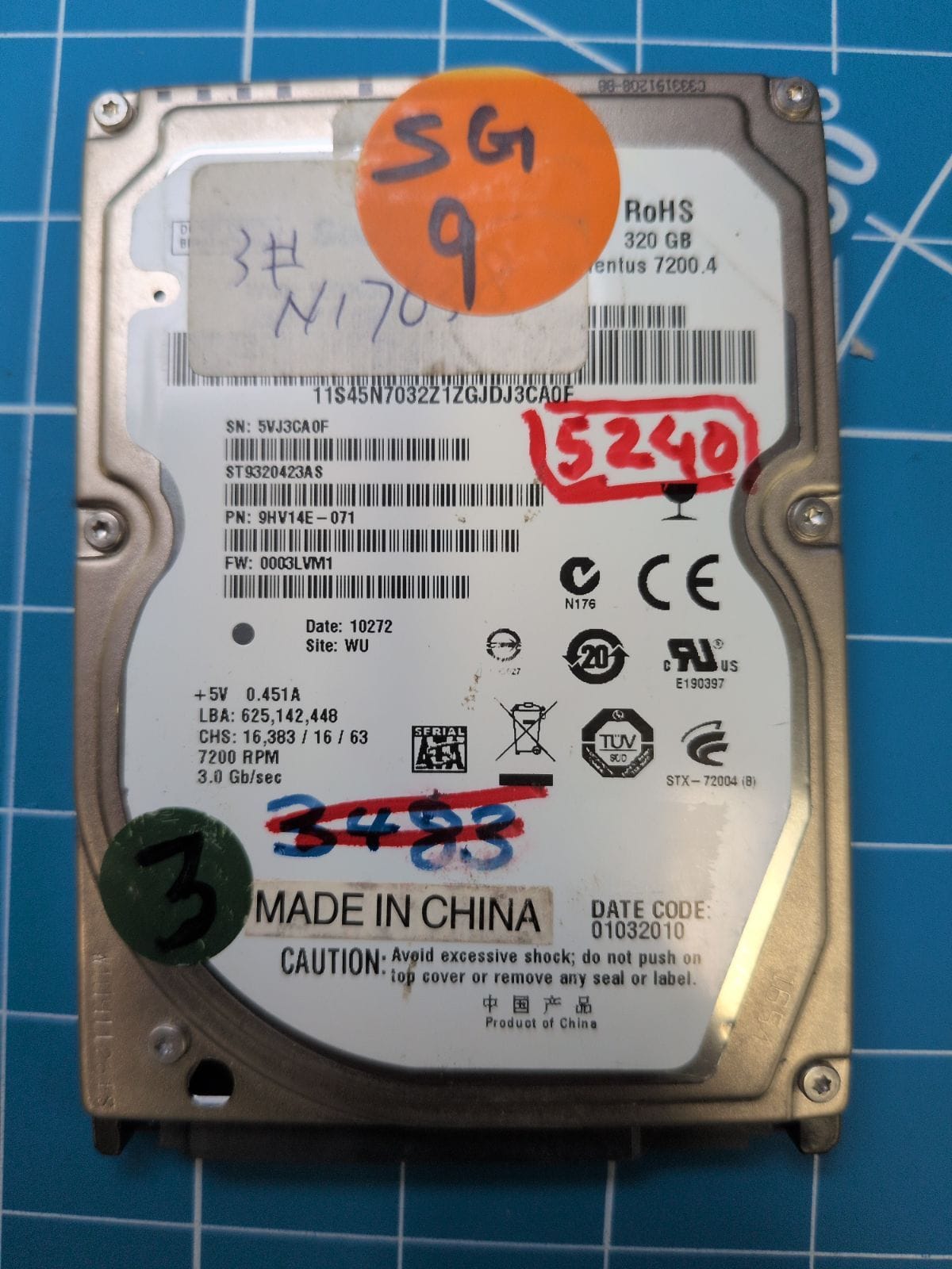 SG9 drive label (front)