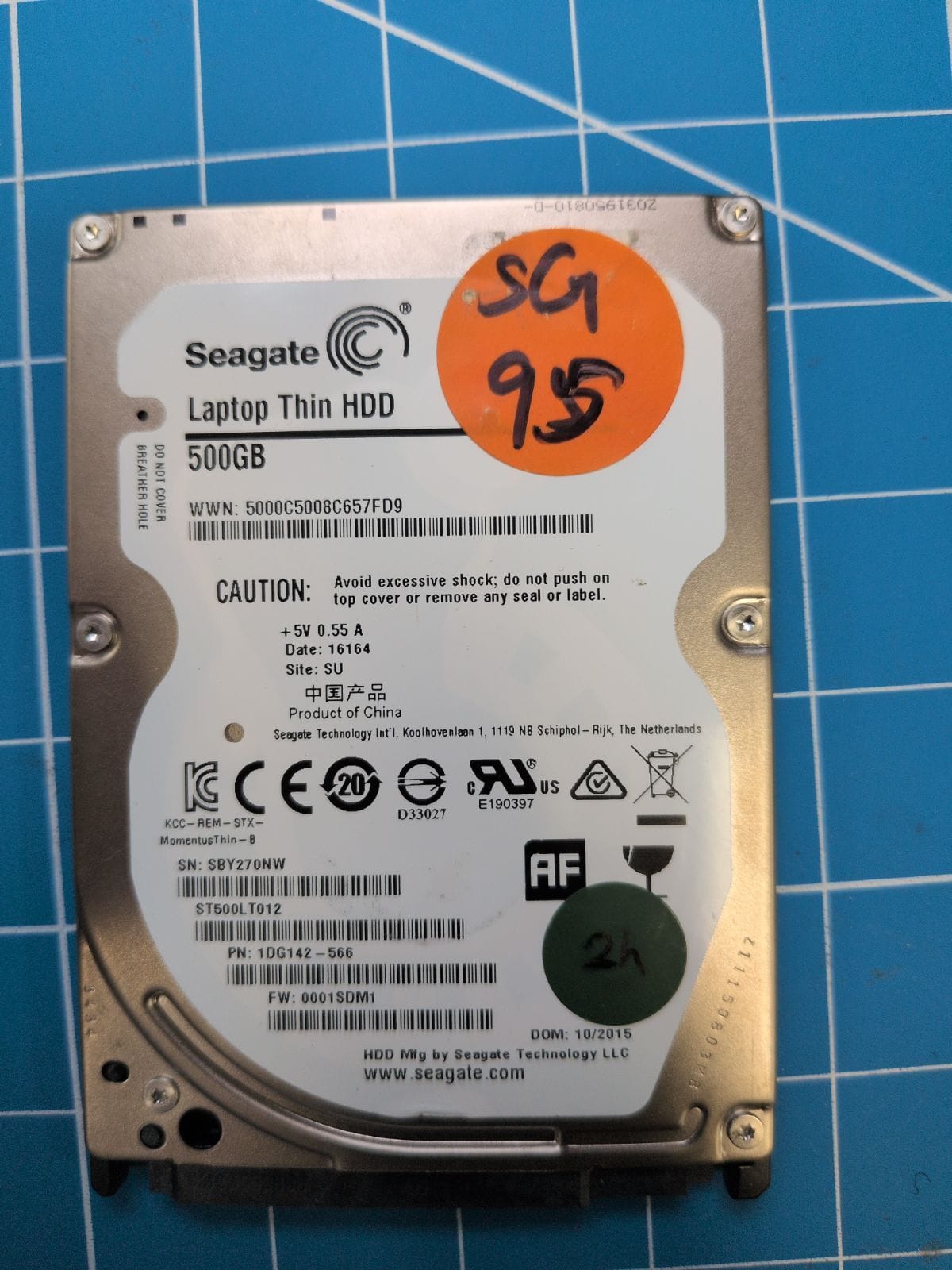SG95 drive label (front)