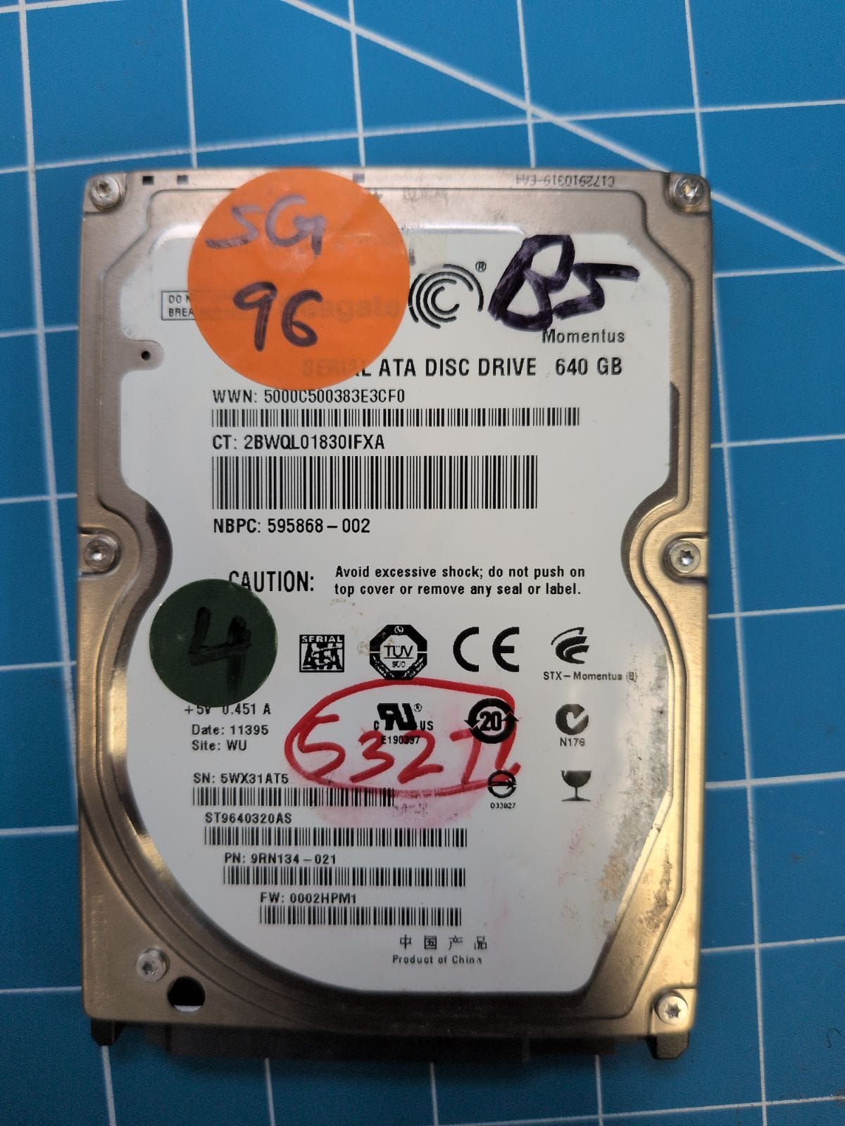 SG96 drive label (front)