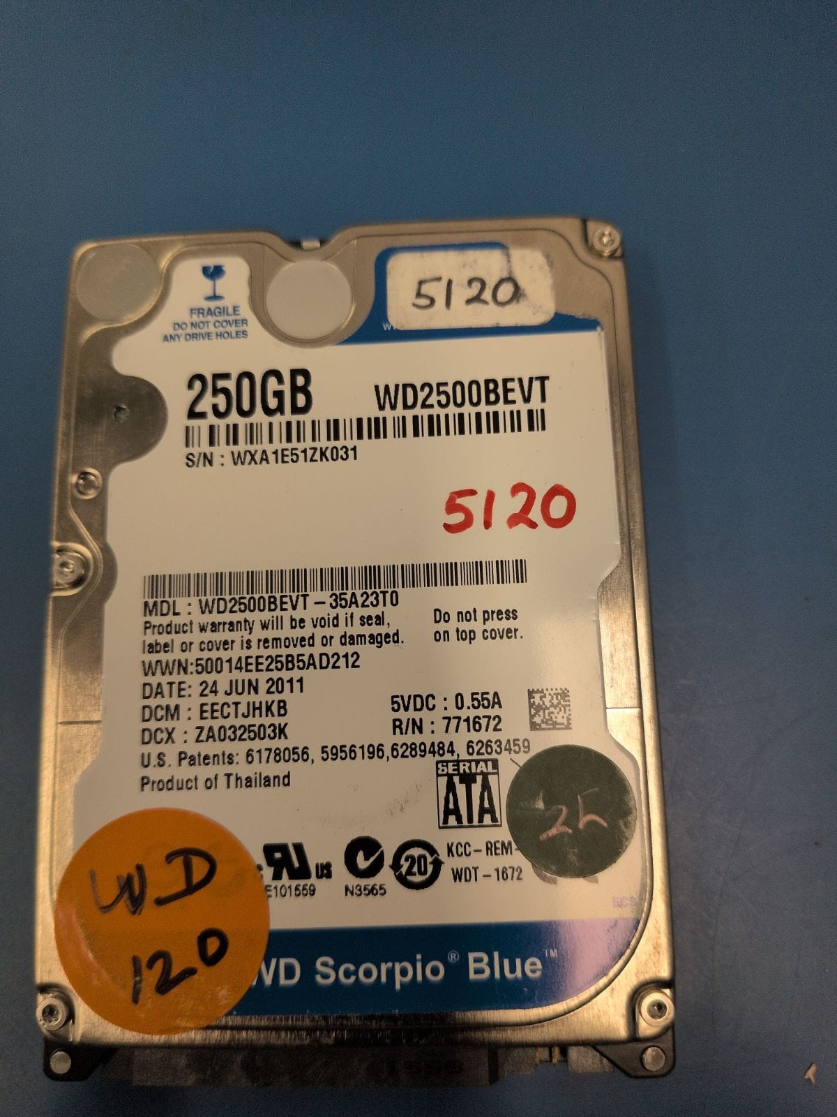 WD120 drive label (front)