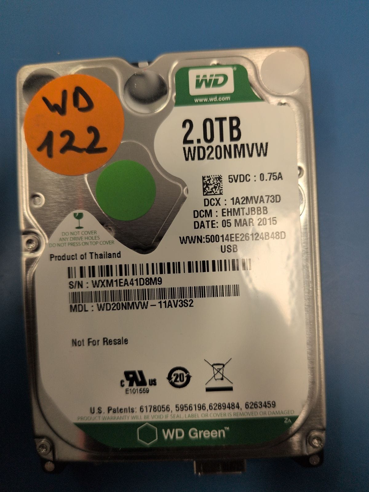 WD122 drive label (front)