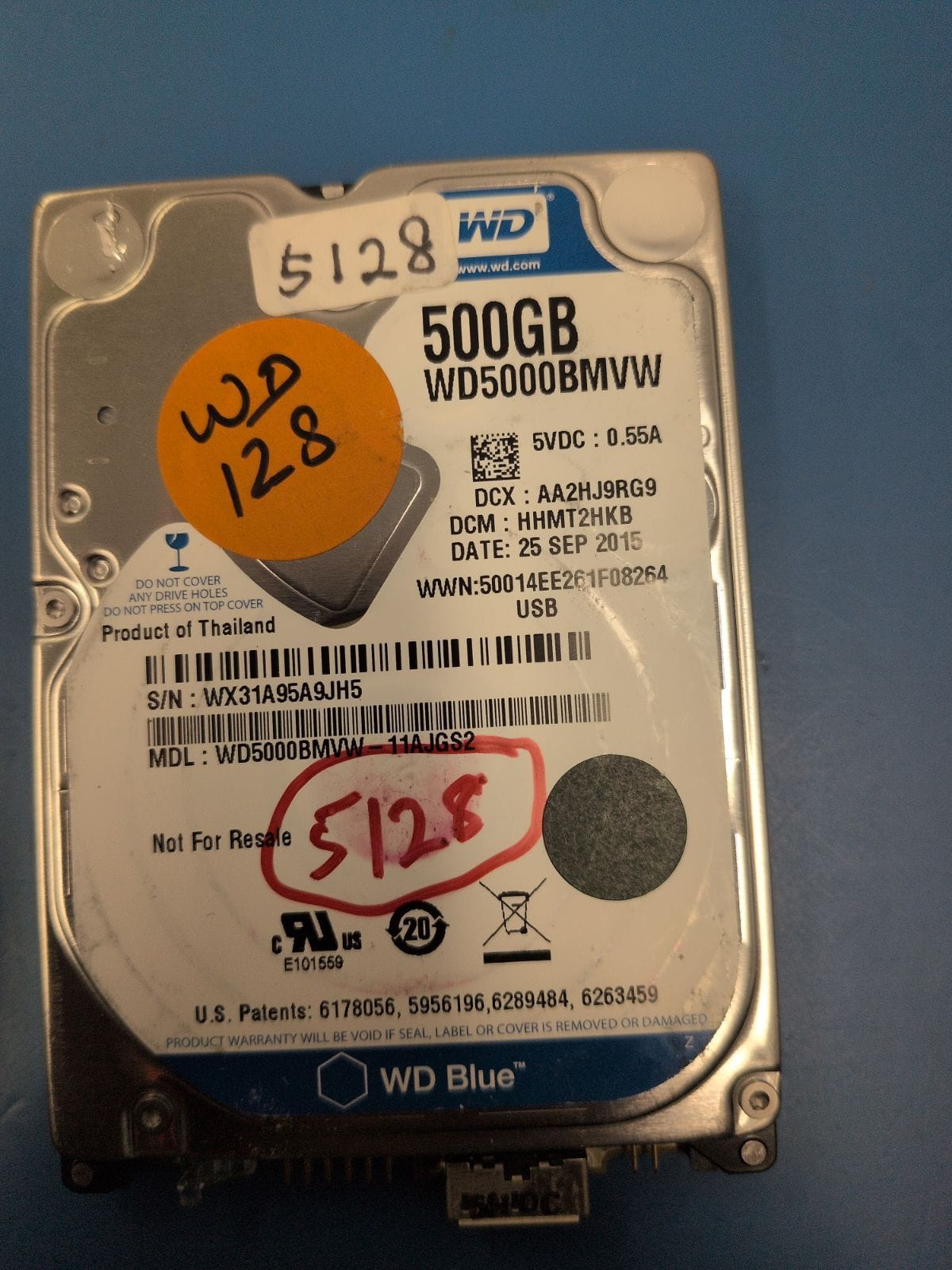 WD128 drive label (front)