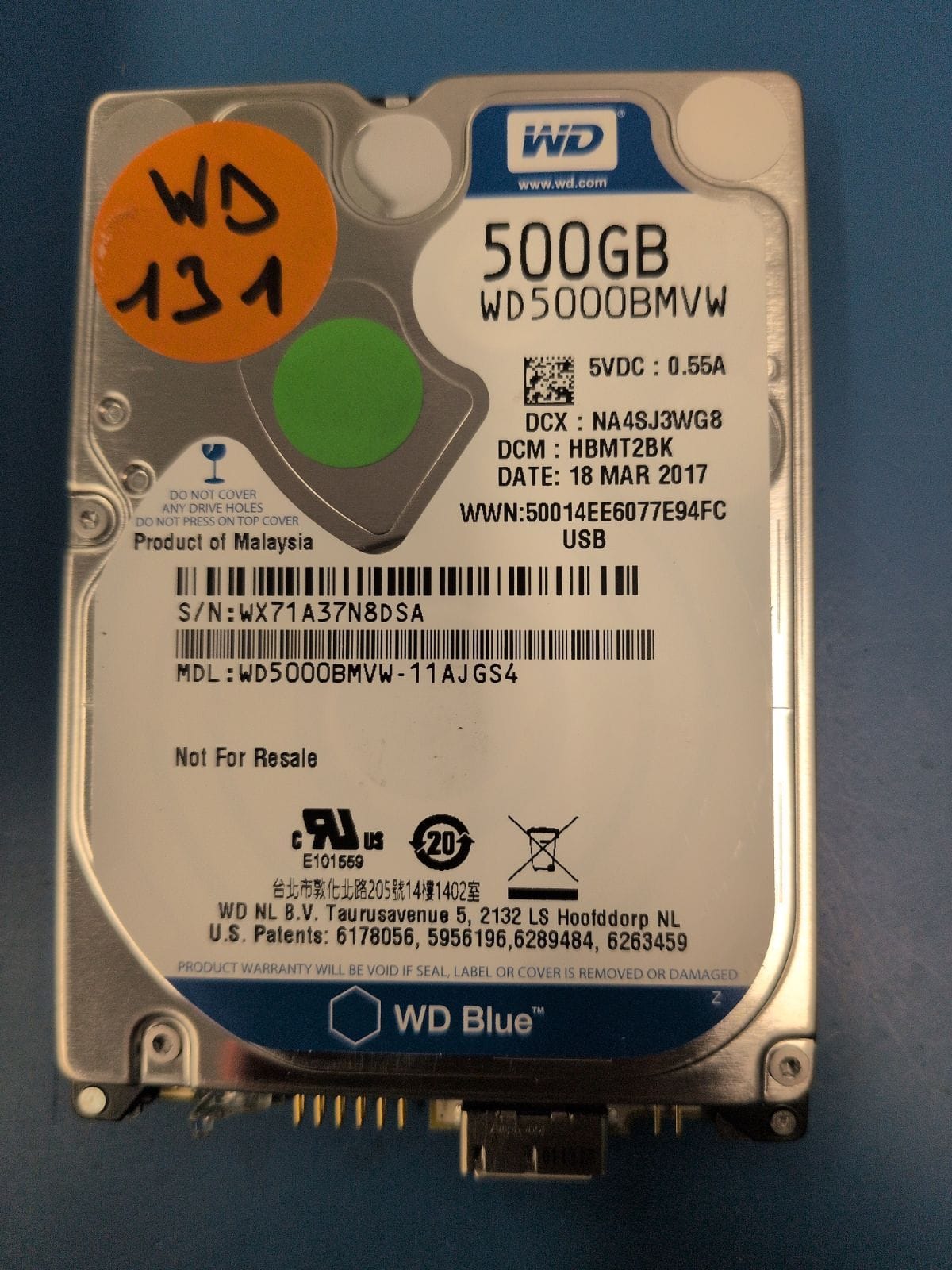 WD131 drive label (front)