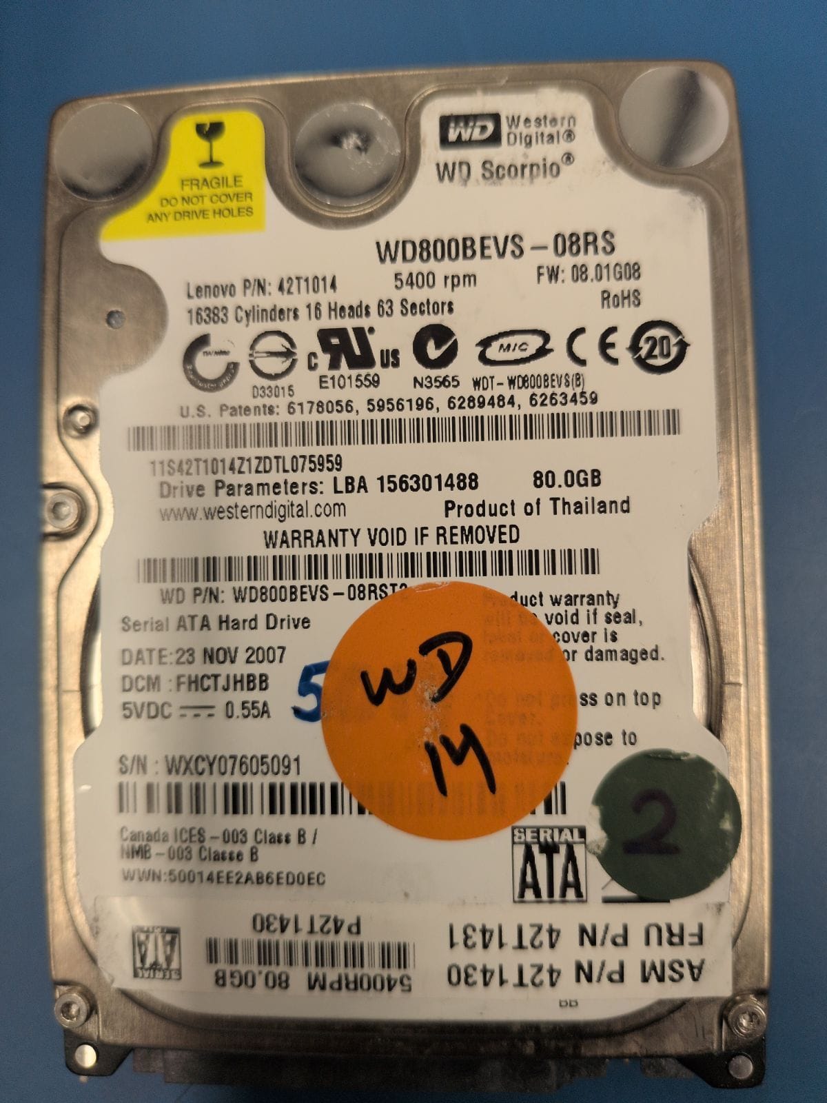 WD14 drive label (front)