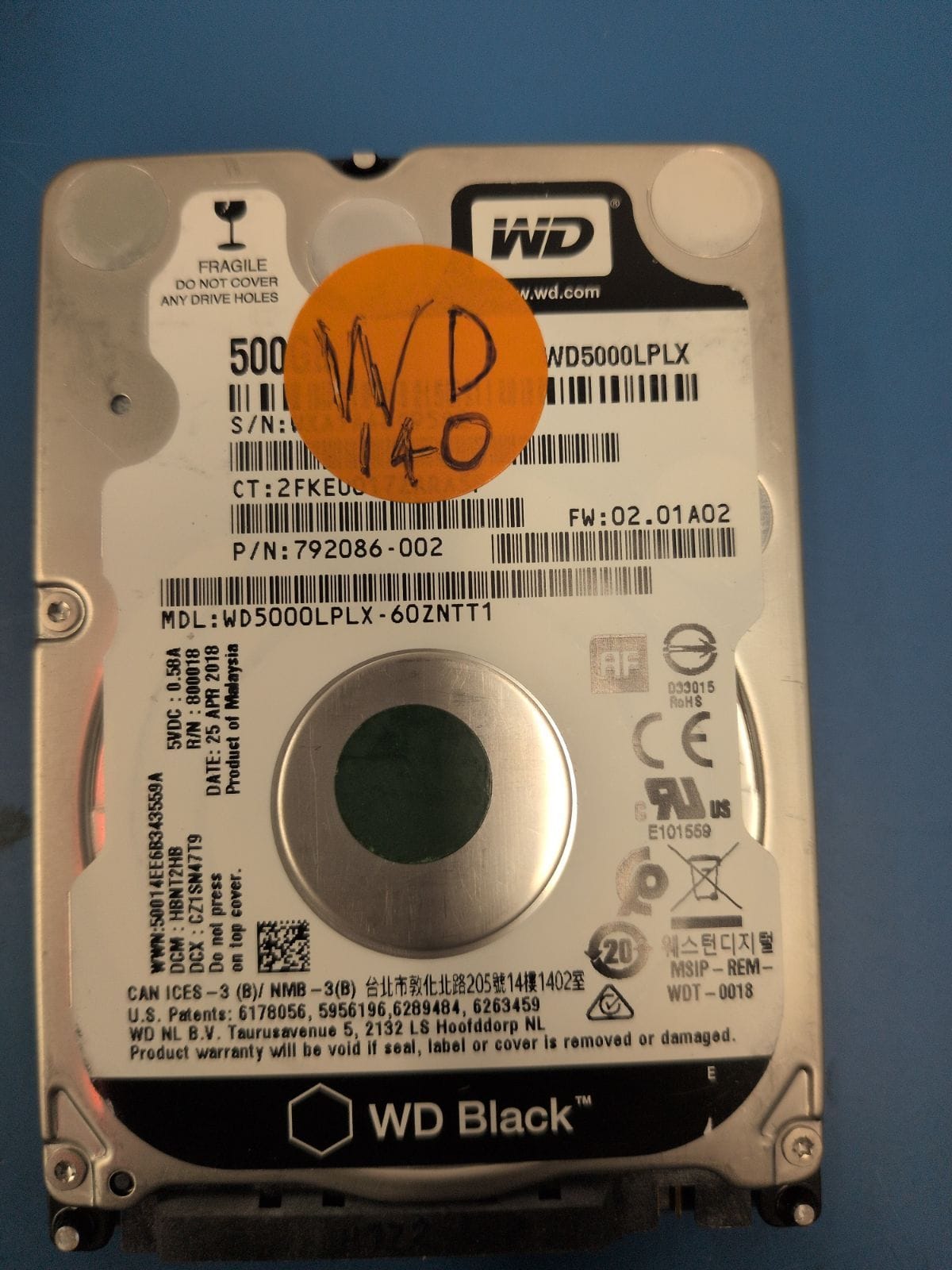 WD140 drive label (front)