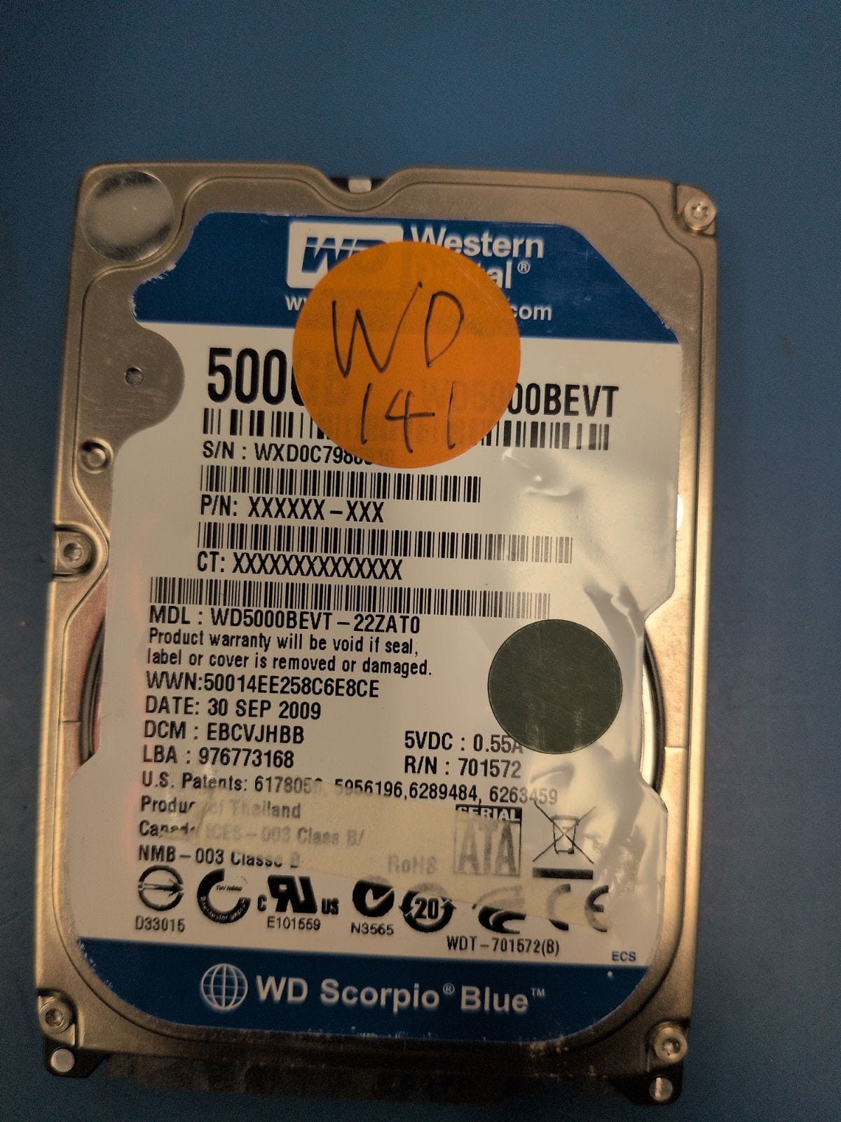 WD141 drive label (front)