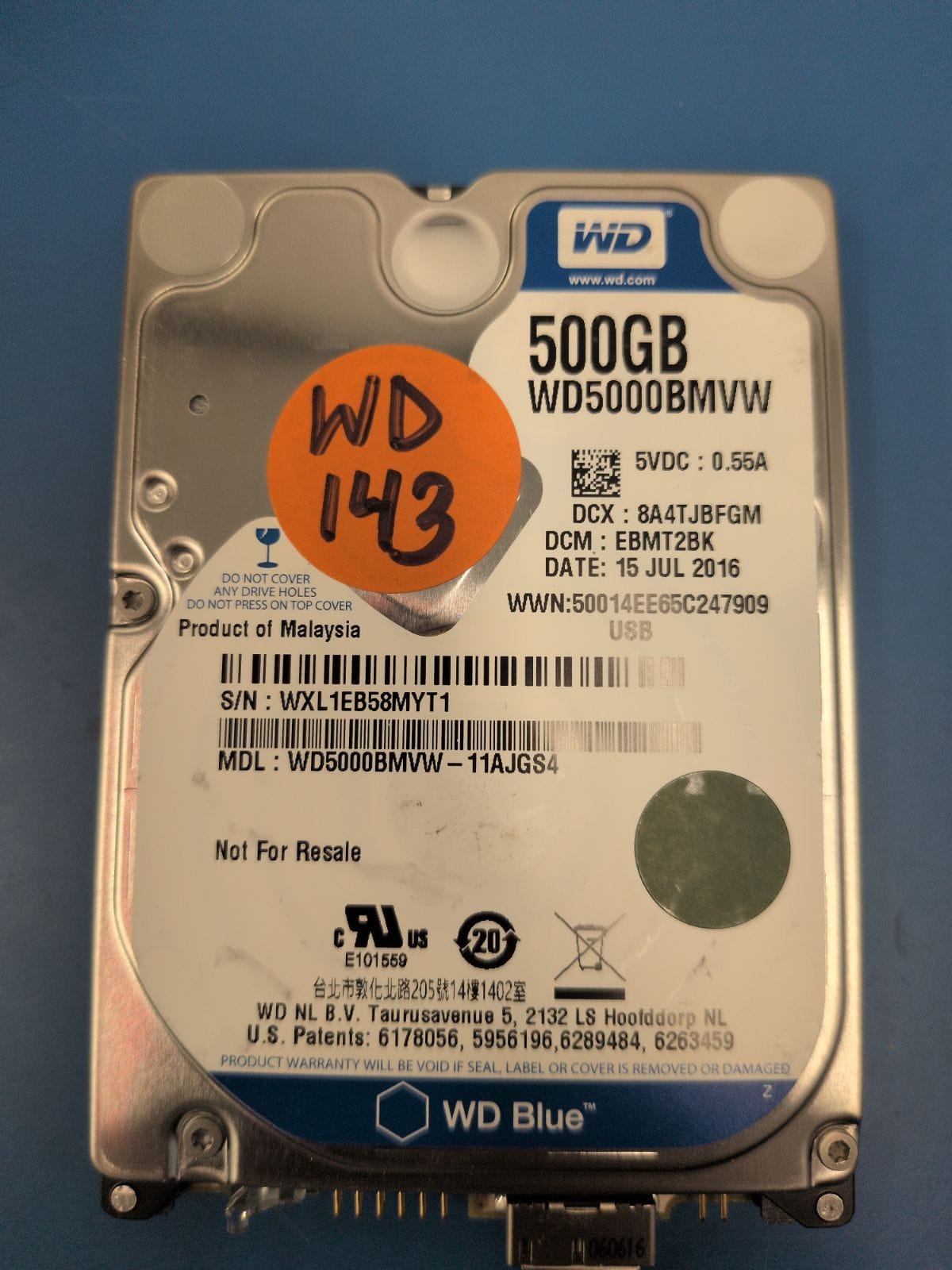 WD143 drive label (front)
