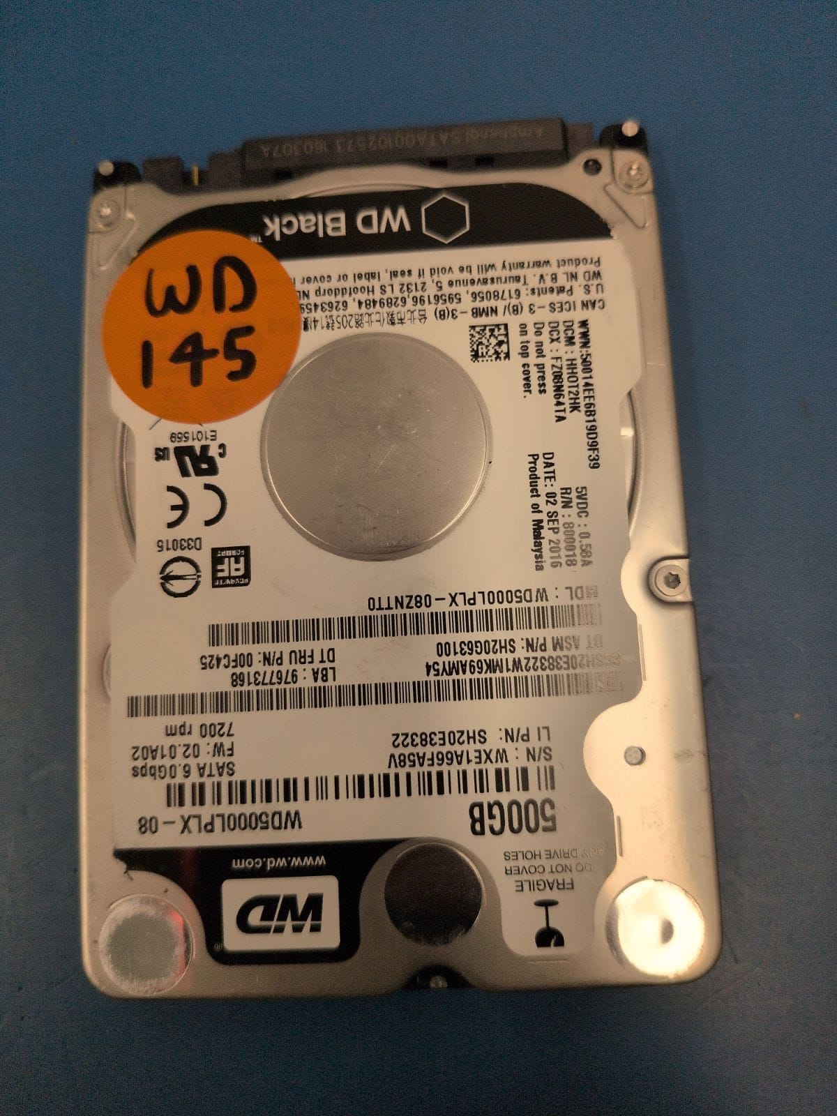 WD145 drive label (front)