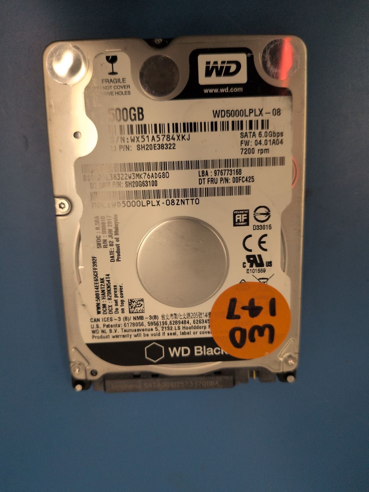 WD147 drive label (front)
