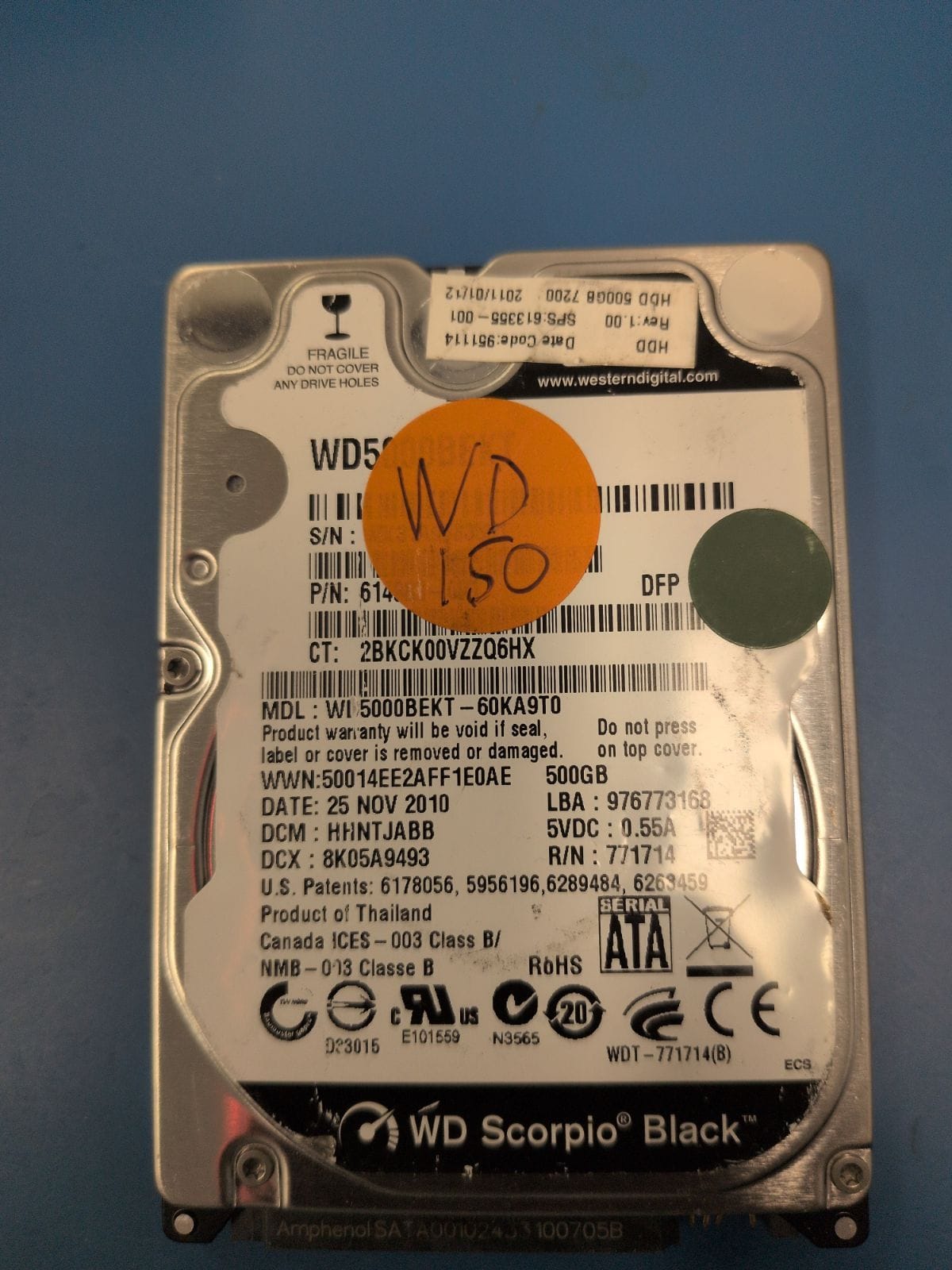 WD150 drive label (front)