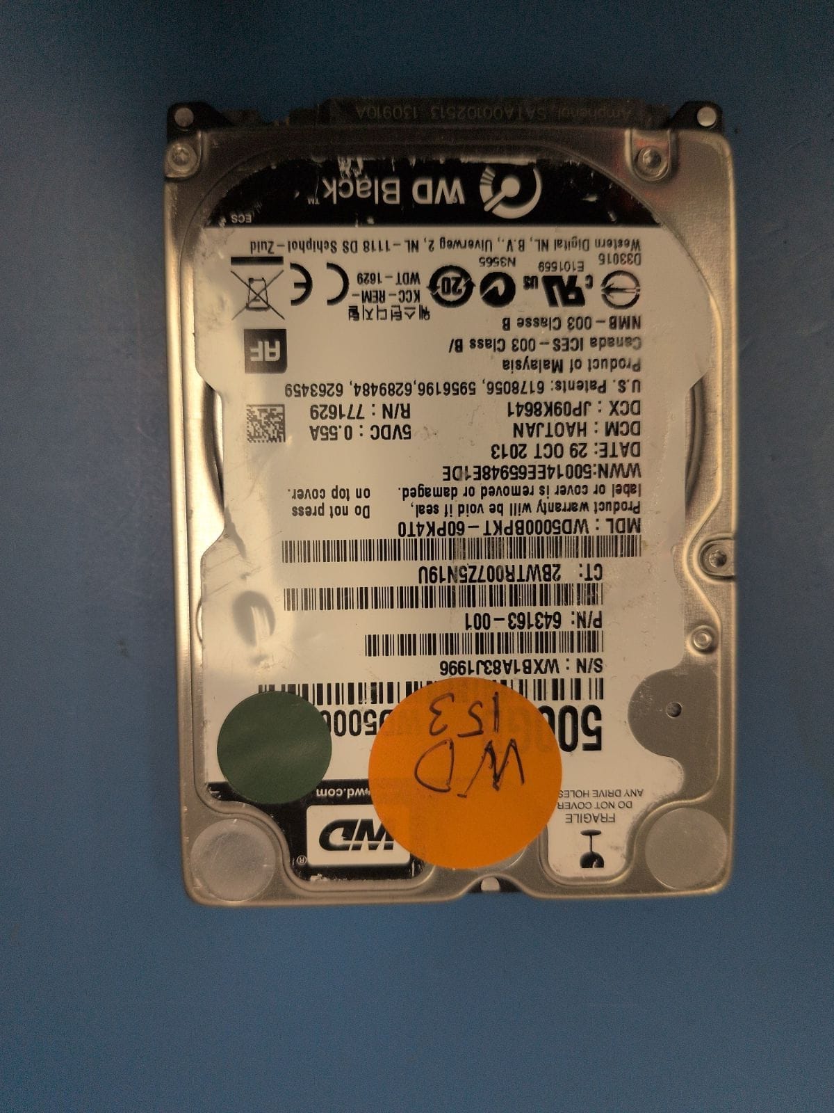 WD153 drive label (front)