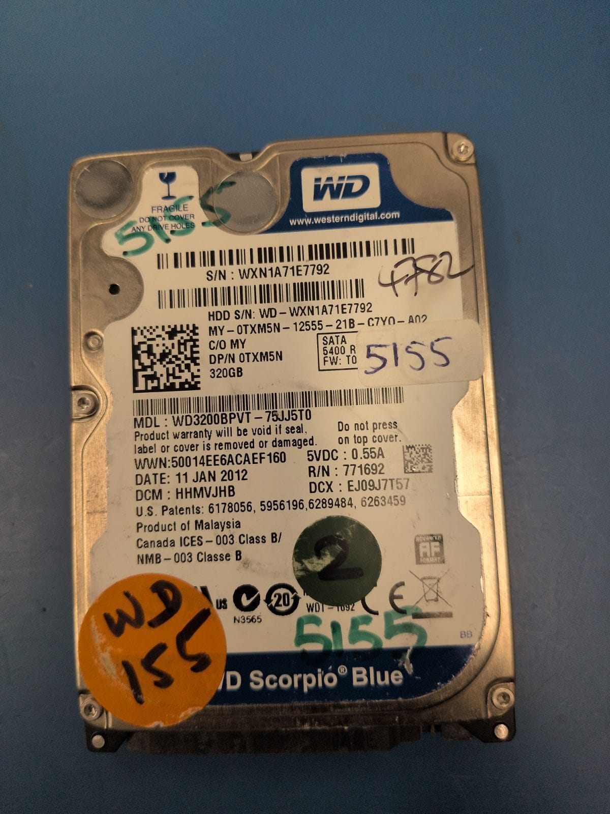 WD155 drive label (front)