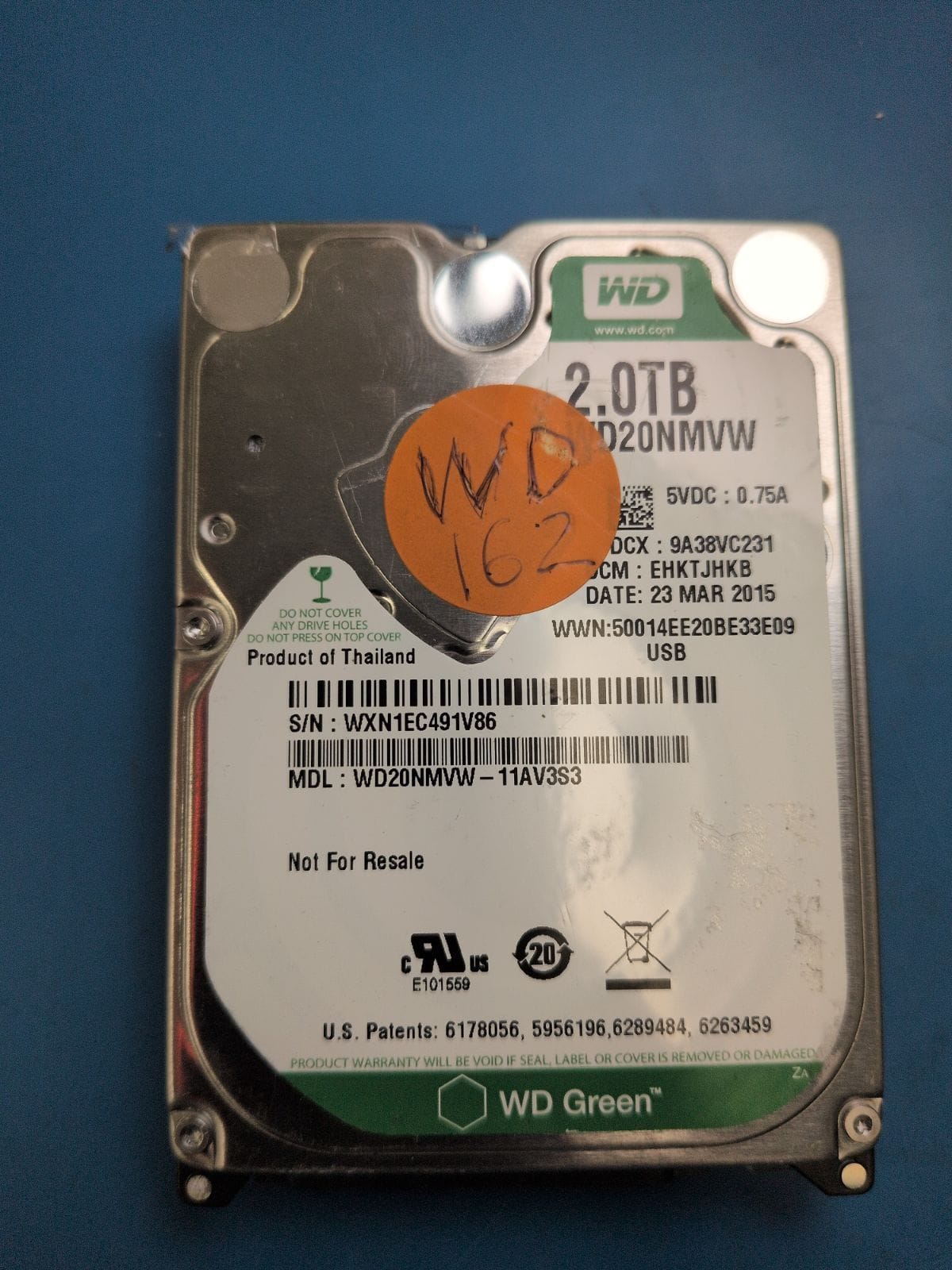 WD162 drive label (front)