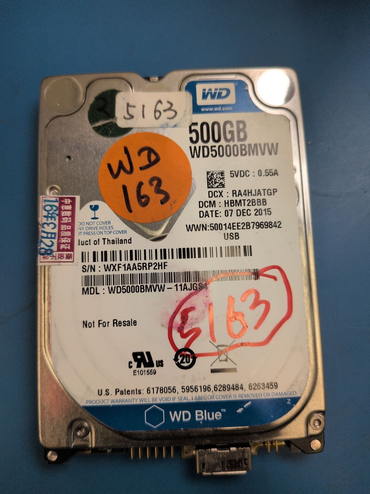WD163 drive label (front)