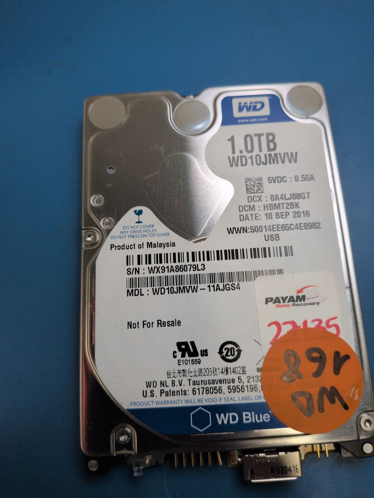 WD168 drive label (front)
