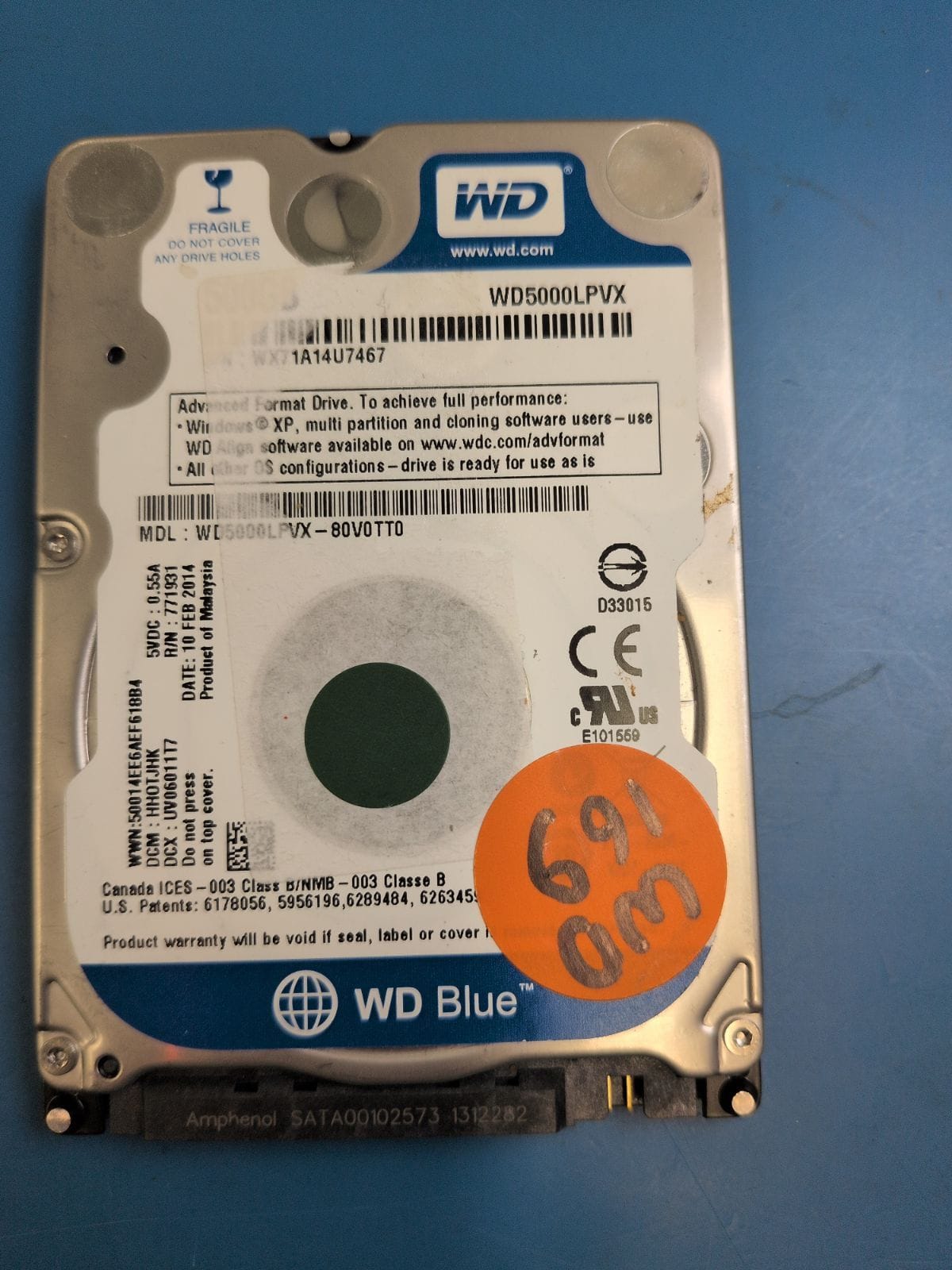 WD169 drive label (front)