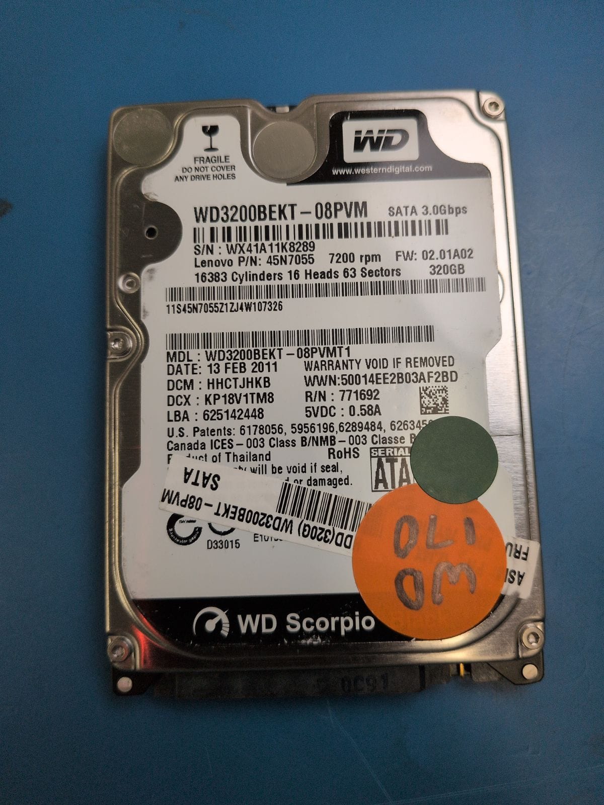 WD170 drive label (front)