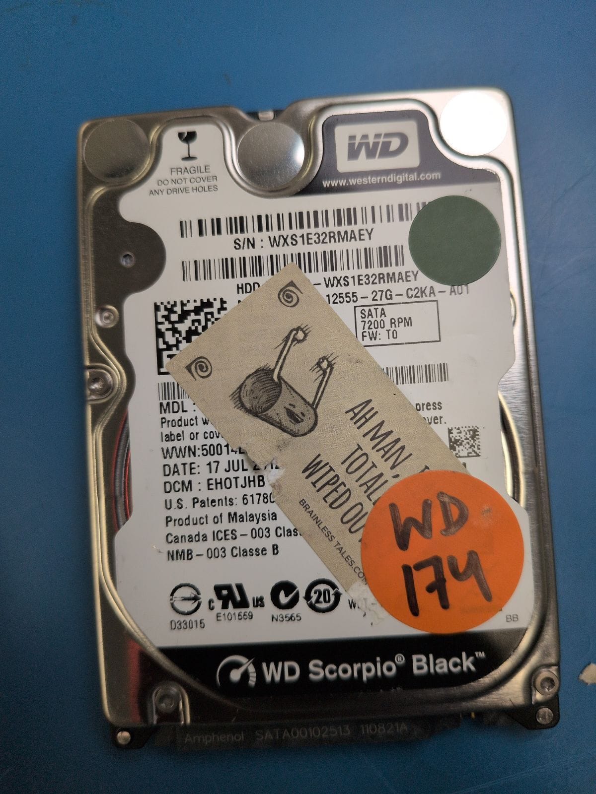 WD174 drive label (front)