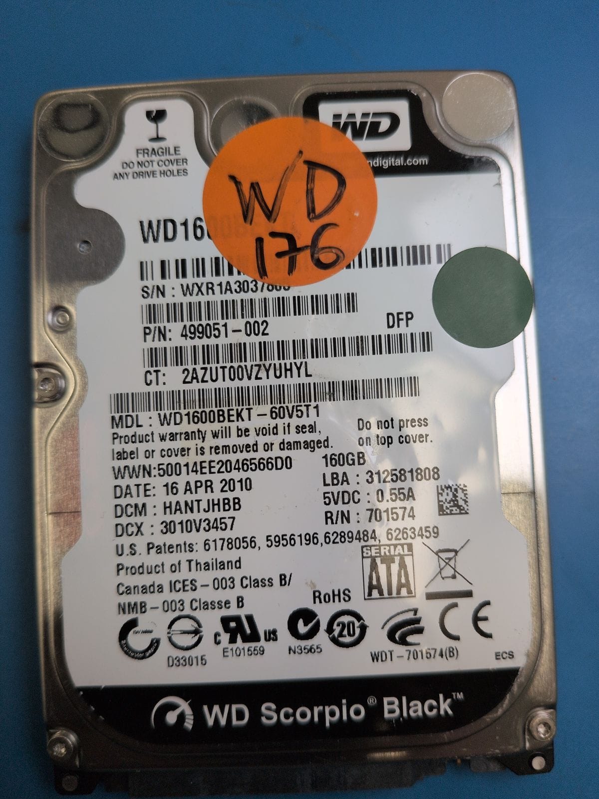 WD176 drive label (front)