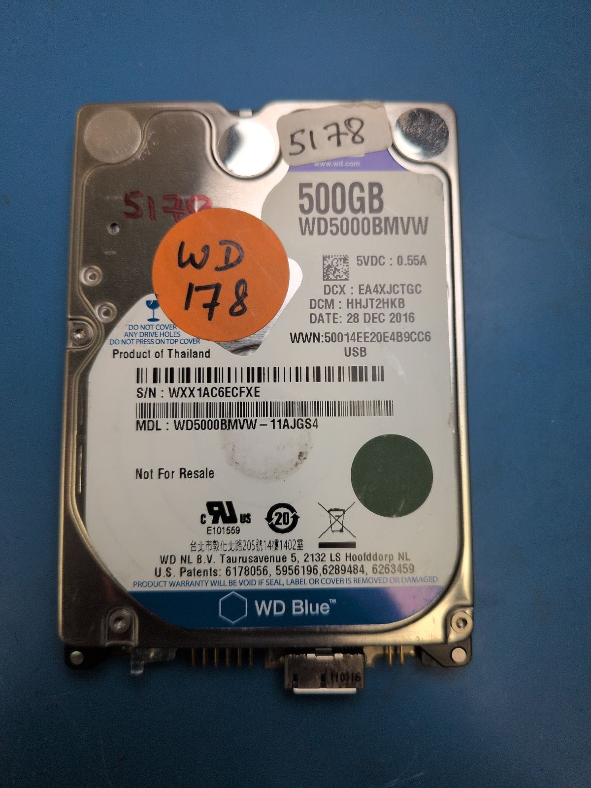 WD178 drive label (front)