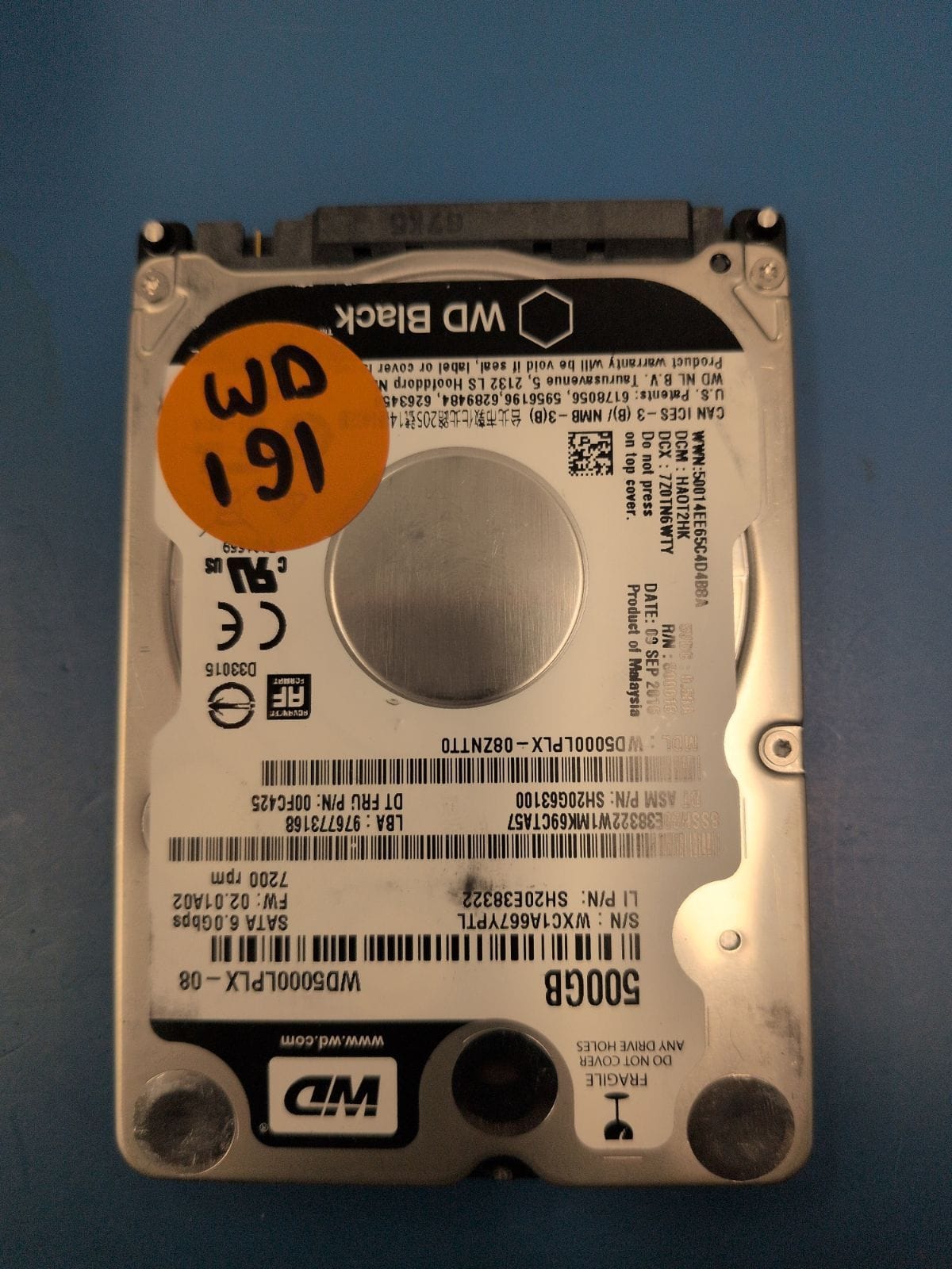 WD191 drive label (front)