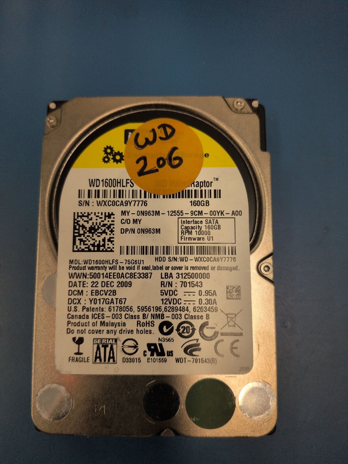 WD206 drive label (front)