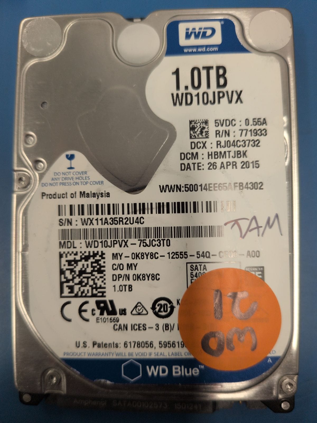 WD21 drive label (front)