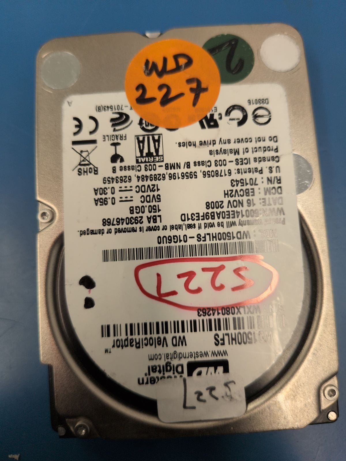 WD227 drive label (front)