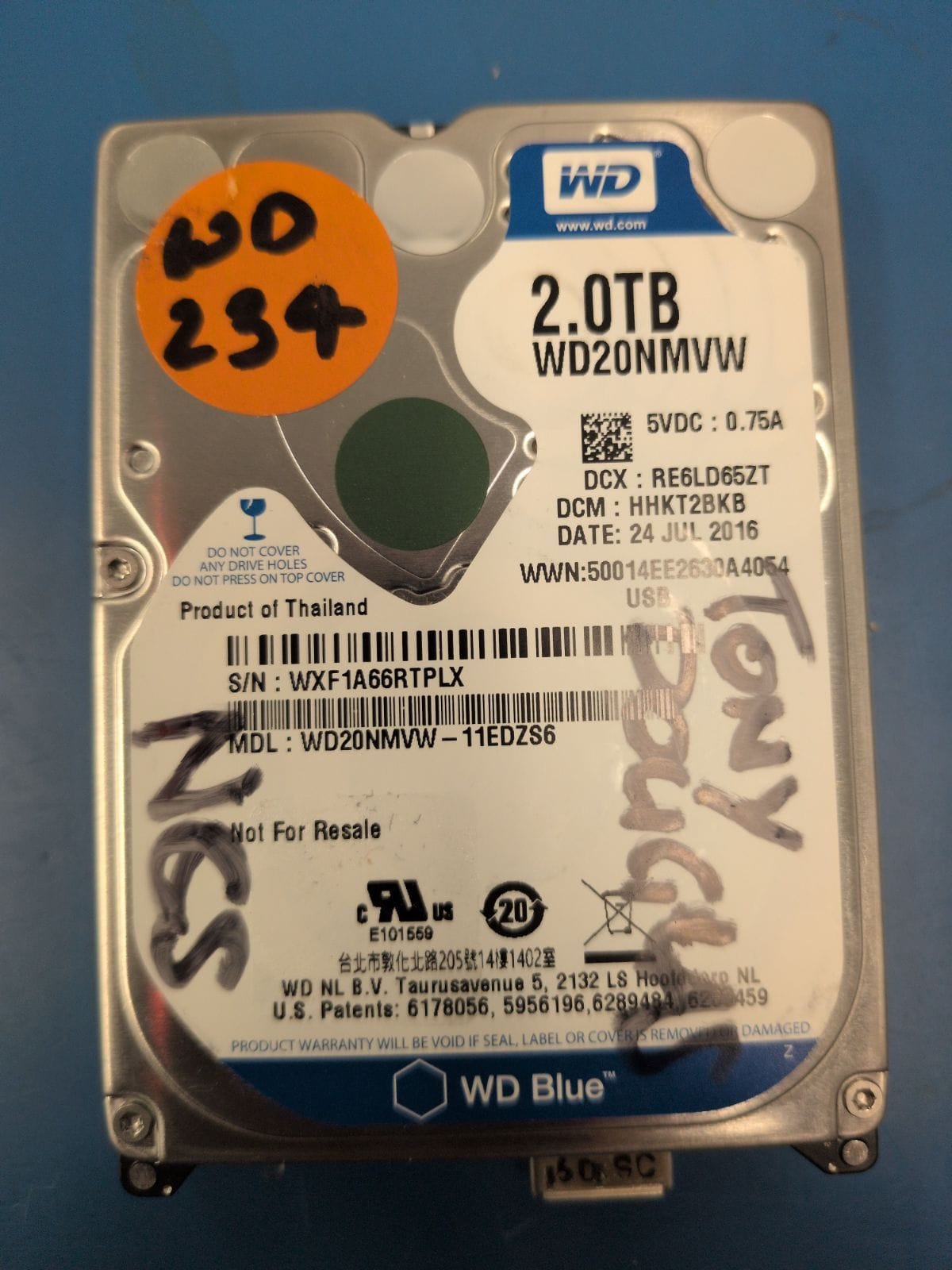 WD234 drive label (front)