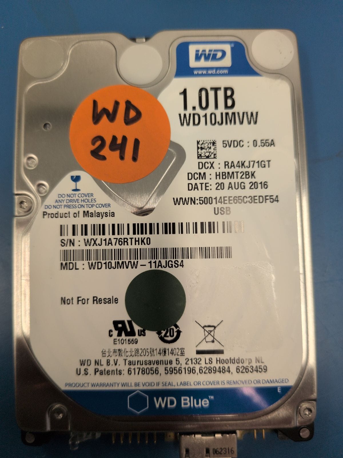 WD241 drive label (front)