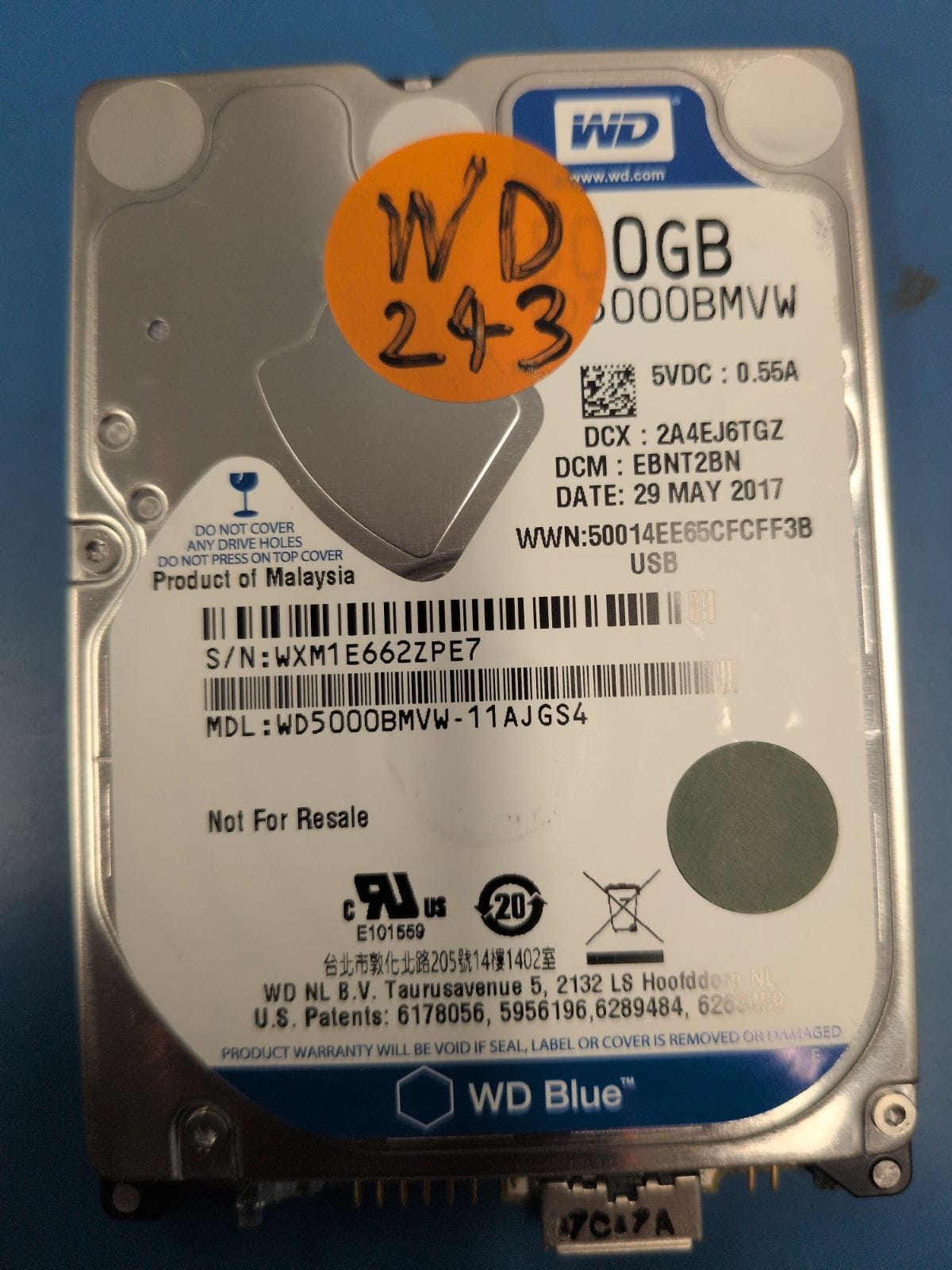 WD243 drive label (front)