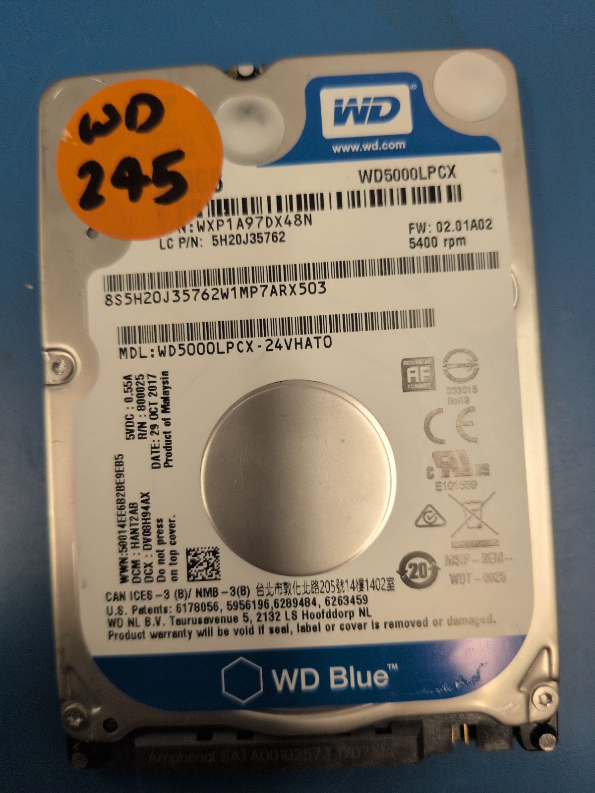 WD245 drive label (front)