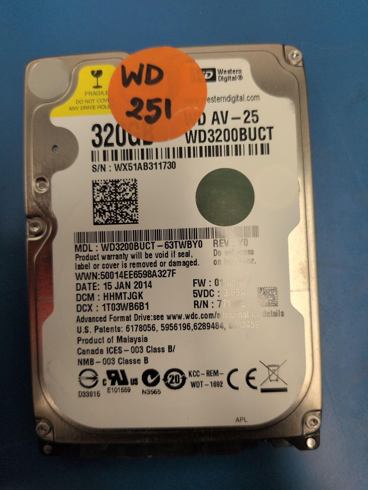 WD251 drive label (front)