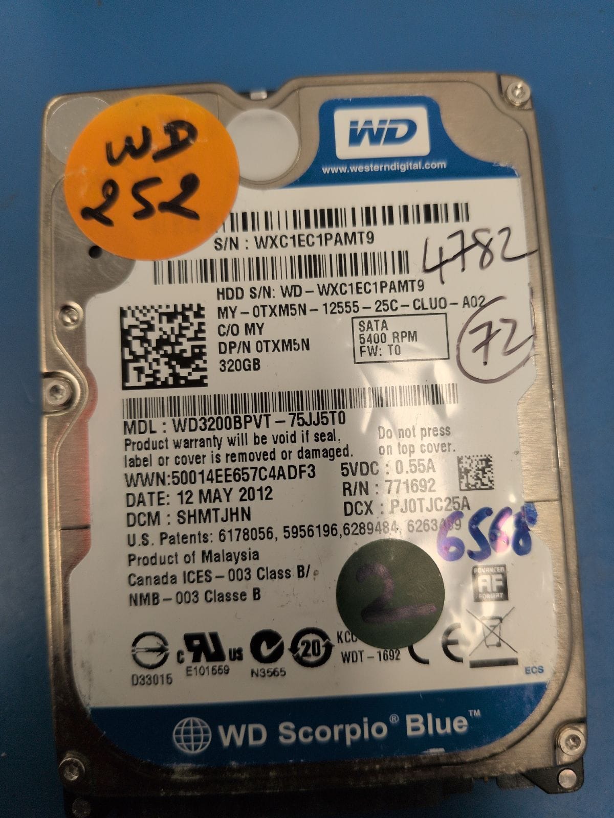 WD252 drive label (front)