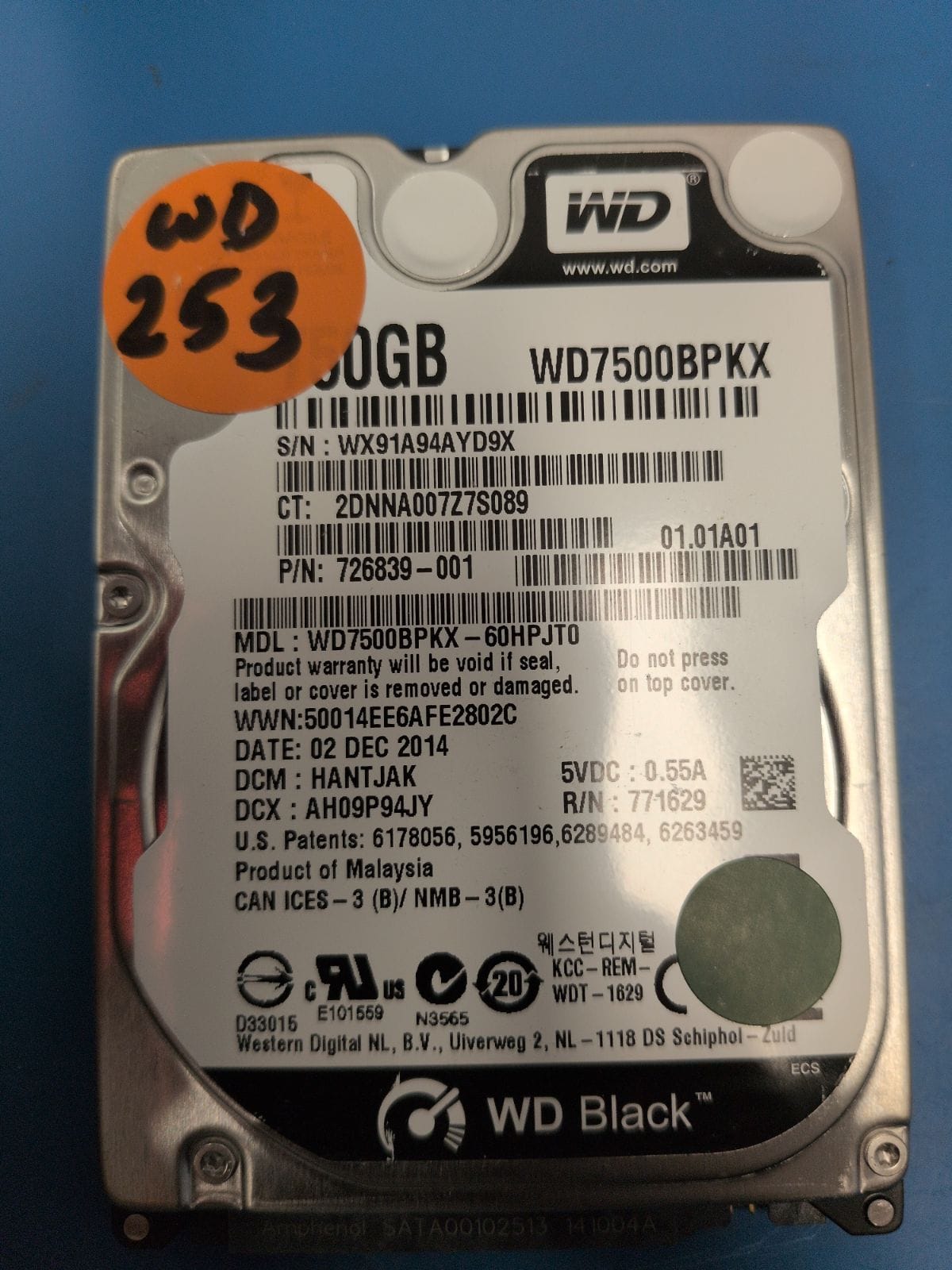 WD253 drive label (front)