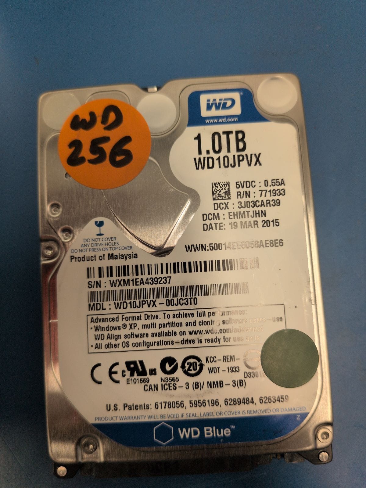 WD256 drive label (front)