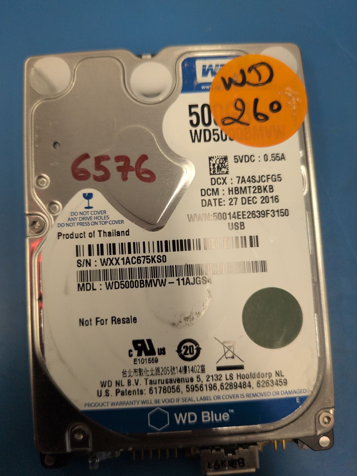 WD260 drive label (front)