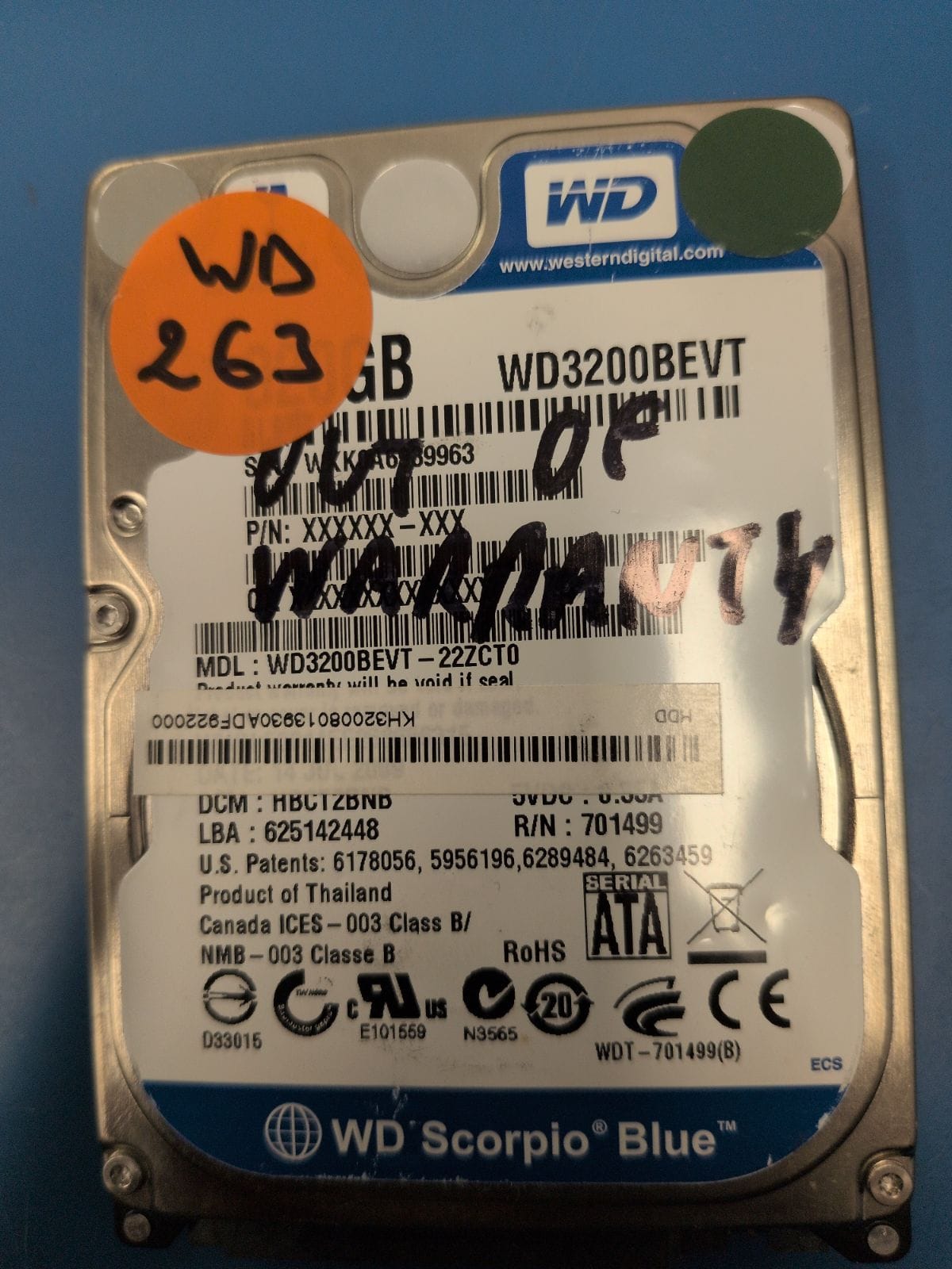 WD263 drive label (front)