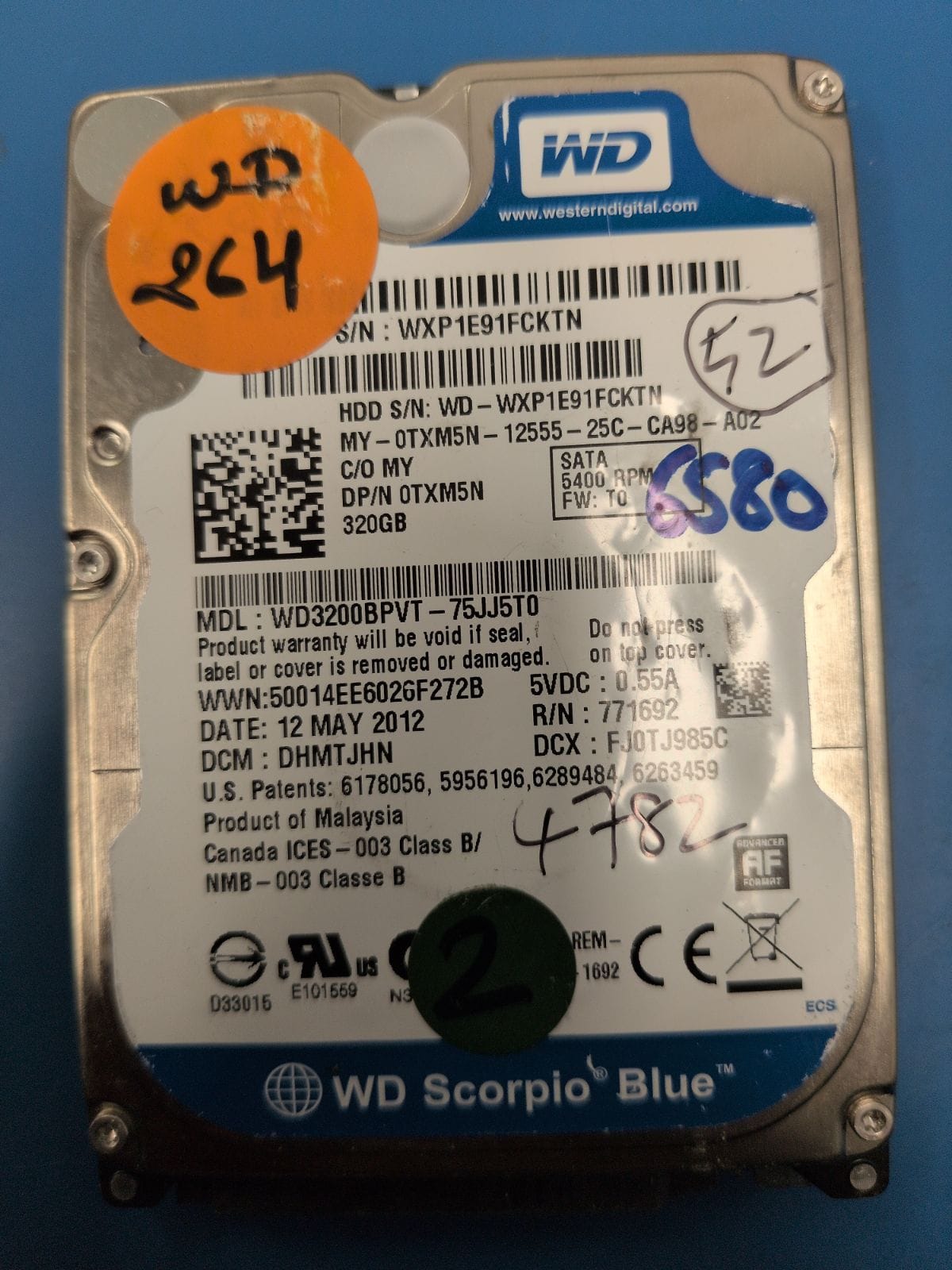WD264 drive label (front)