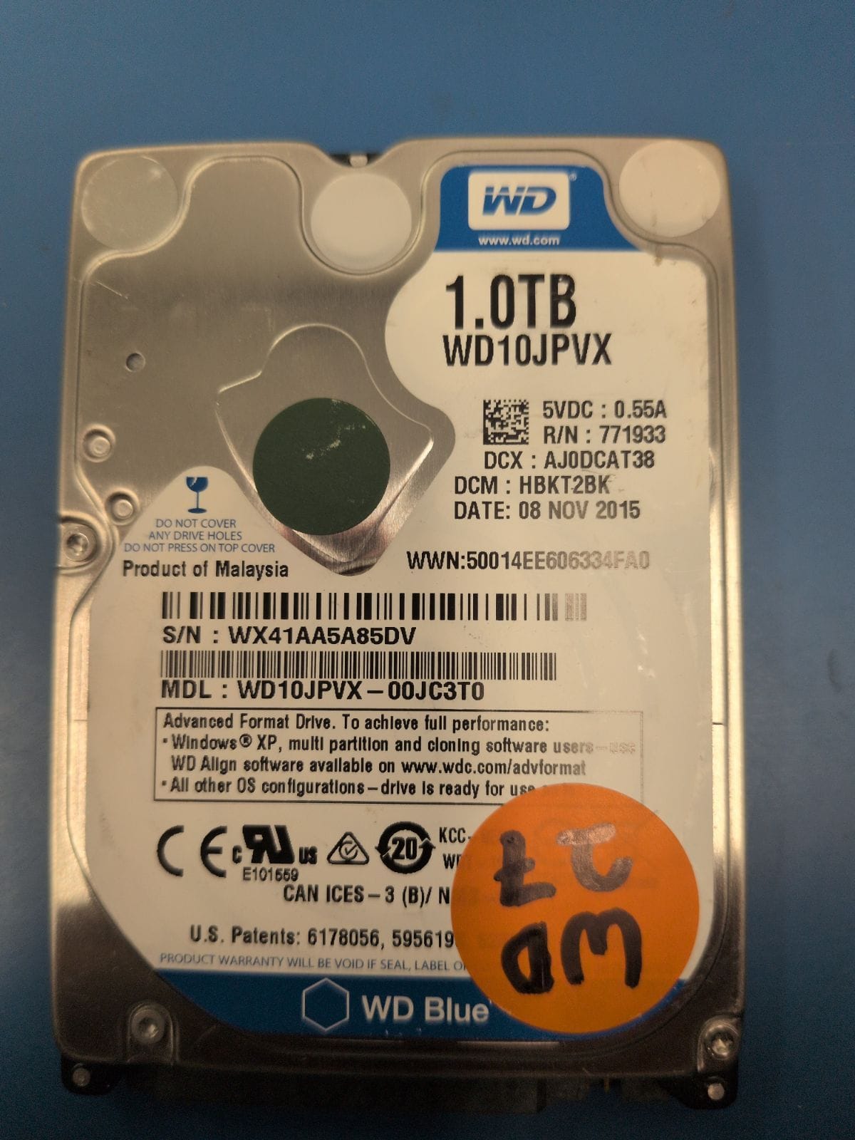 WD27 drive label (front)