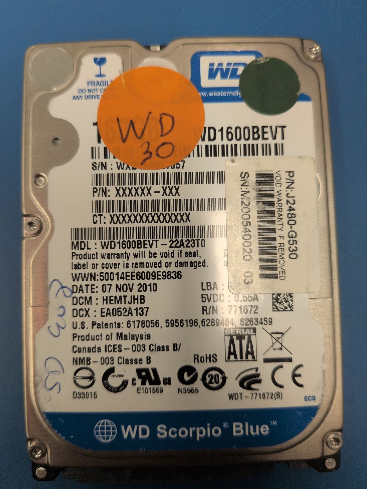 WD30 drive label (front)